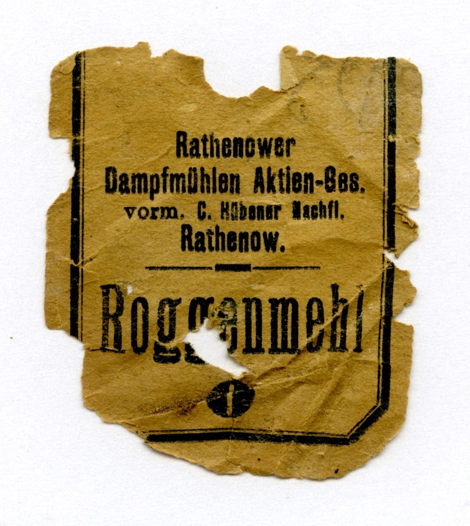 Rathenower Dampfmühle Roggenmehl (Historische Mühle von Sanssouci CC BY-NC-SA)