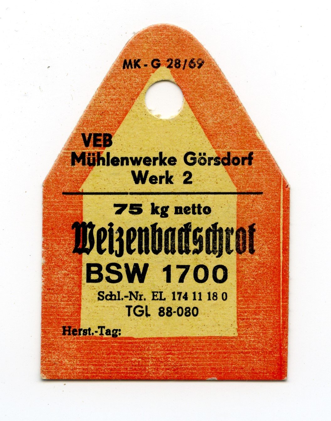 Weizenbackschrot VEB Mühlenwerke Görlsdorf (Historische Mühle von Sanssouci CC BY-NC-SA)