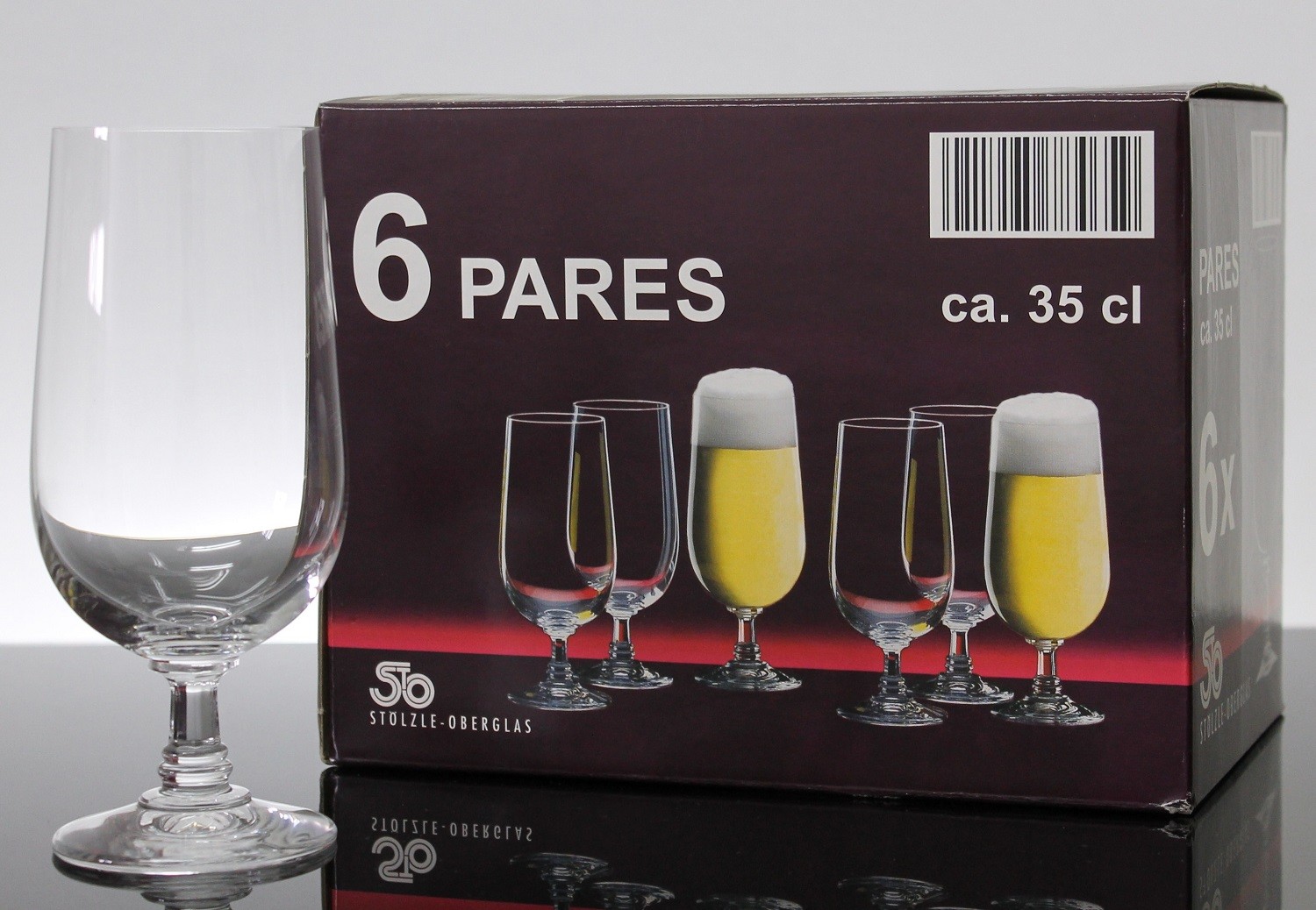 Bierglas mit Verpackungskarton (Glasmuseum Weißwasser CC BY-NC-SA)