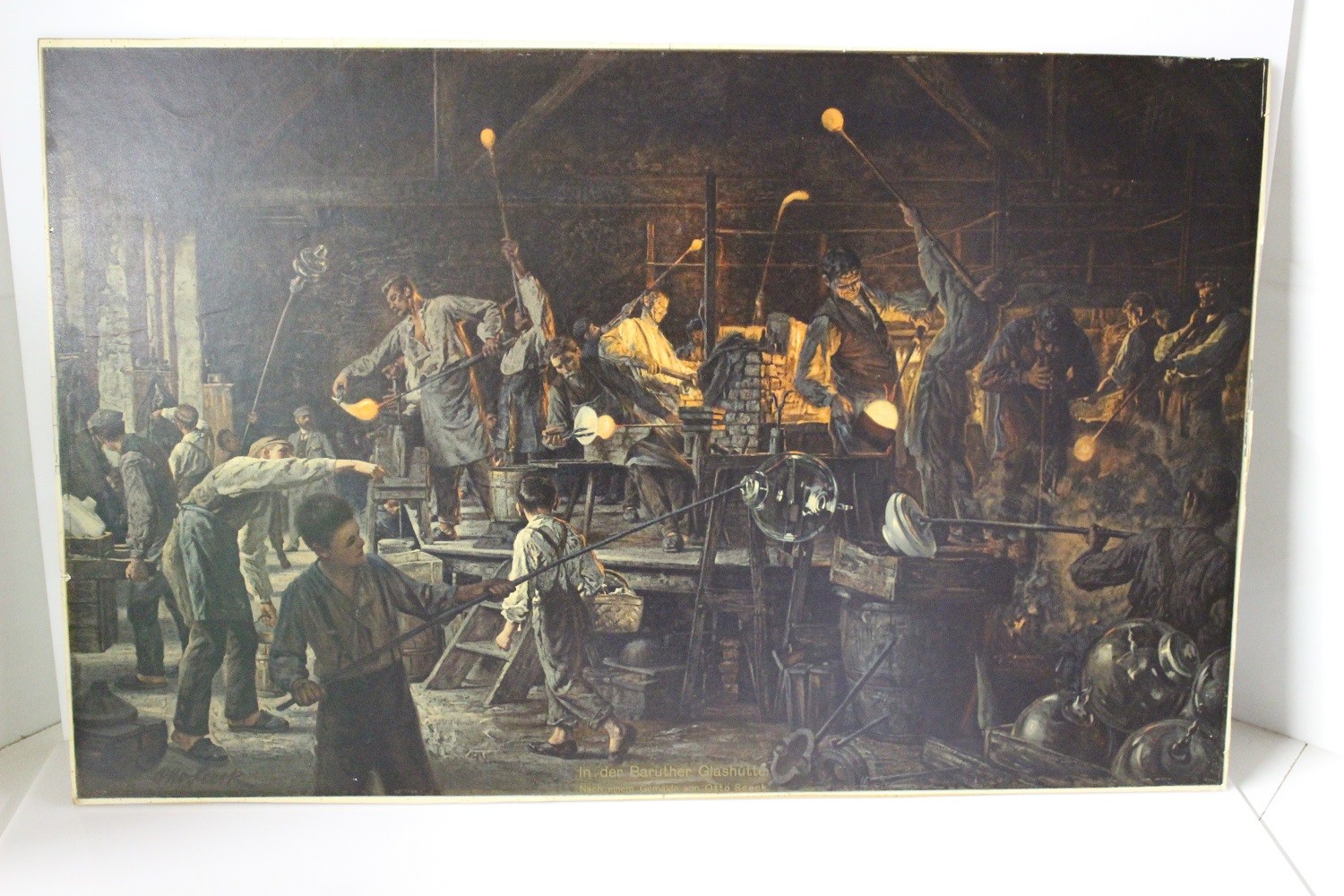 Druck des Gemäldes "In der Baruther Glashütte" von Otto Seeck, Museum Baruther Glashütte (Museum Baruther Glashütte CC BY-NC-SA)