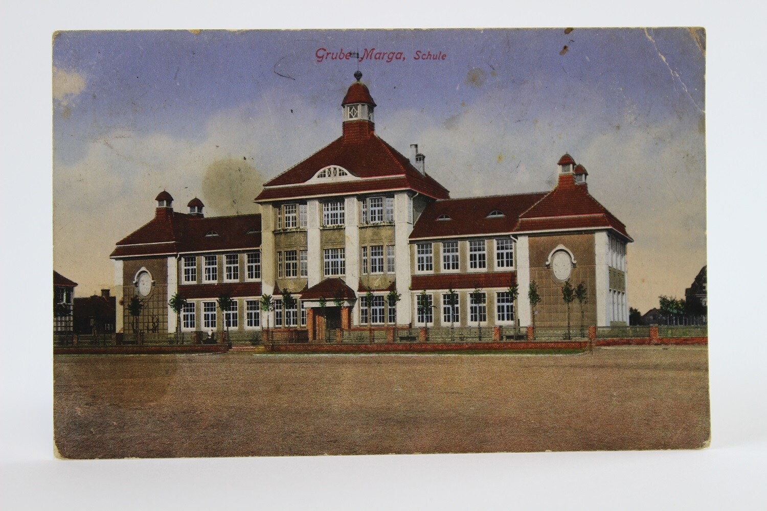 Postkarte Grube Marga, Schule (Museum Baruther Glashütte CC BY-NC-SA)