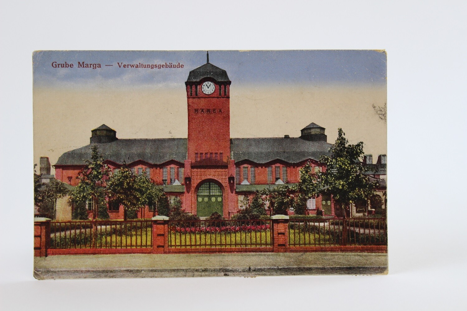Postkarte Grube Marga, Verwaltungsgebäude (Museum Baruther Glashütte CC BY-NC-SA)