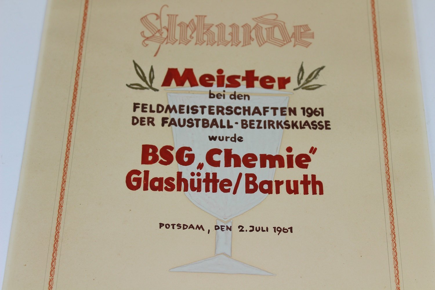Meisterschaft Urkunde (Museum Baruther Glashütte CC BY-NC-SA)