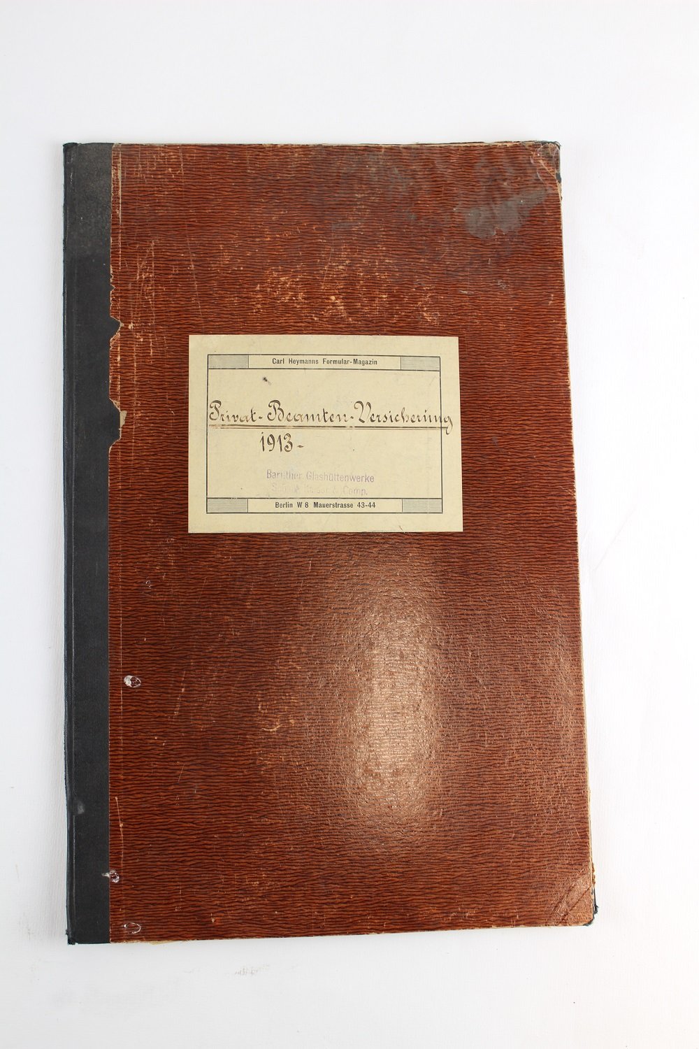 Nachweisbuch Angestelltenversicherung Baruther Glashüttenwerke (Museum Baruther Glashütte CC BY-NC-SA)