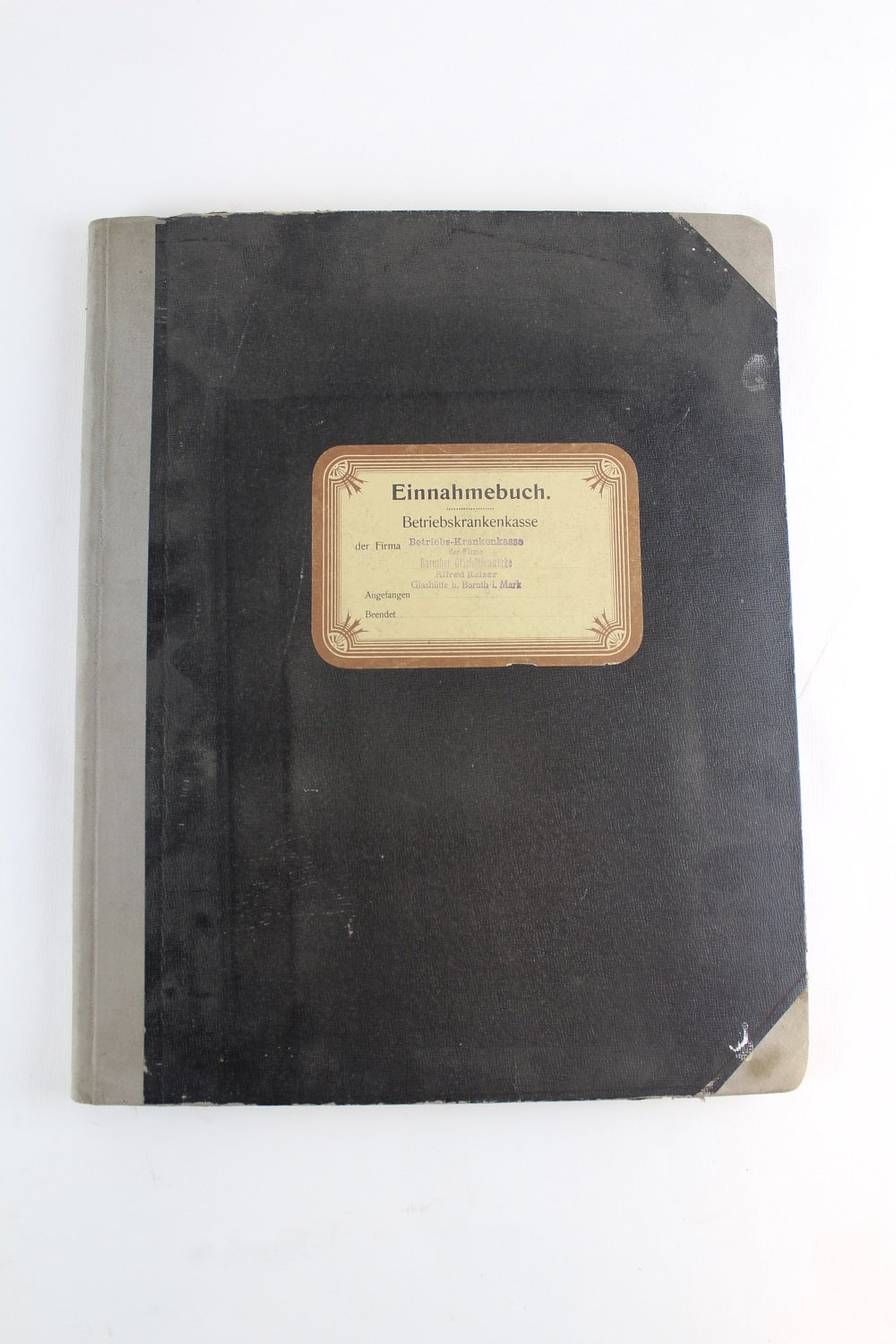 Einnahmebuch Betriebskrankenkasse (Museum Baruther Glashütte CC BY-NC-SA)