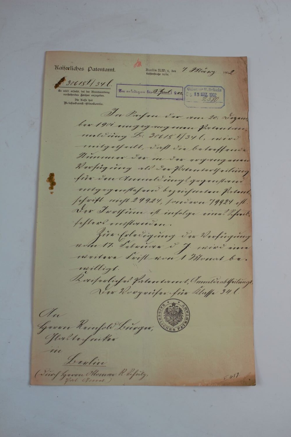 Patent 1902 (Museum Baruther Glashütte CC BY-NC-SA)
