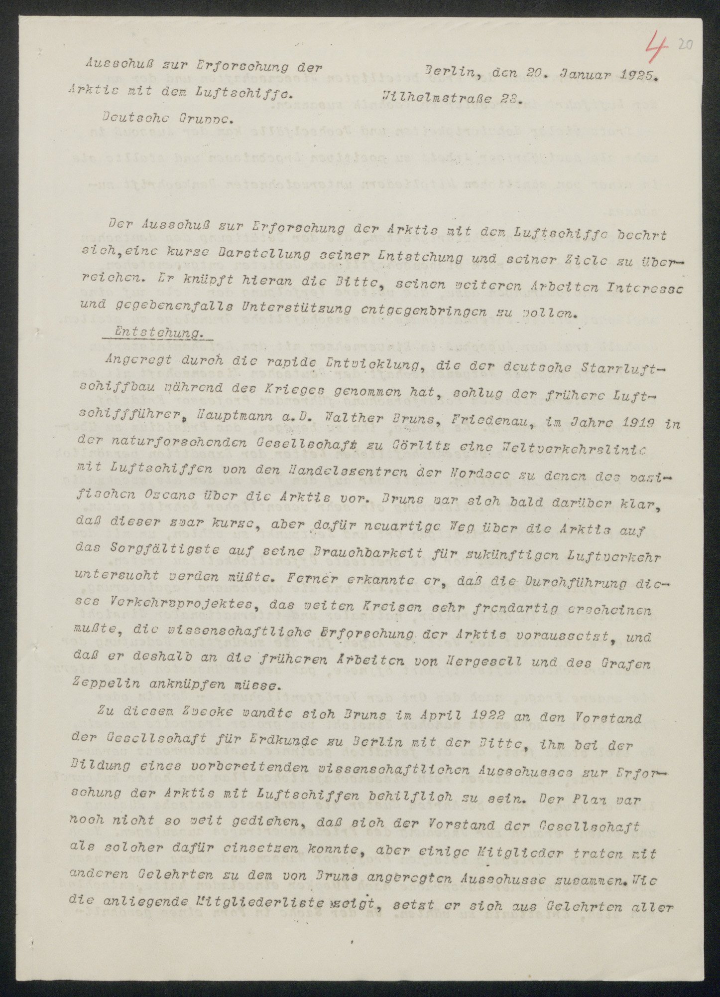 Brief des Ausschusses über die Entstehung der Studiengesellschaft (Wettermuseum CC BY-NC-SA)