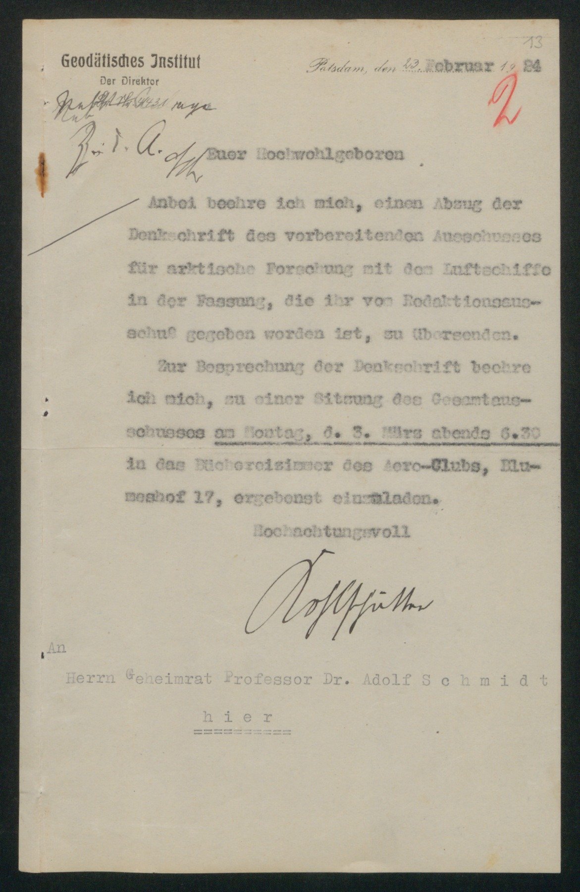 Denkschrift in der Fassung von 1924 (Wettermuseum CC BY-NC-SA)