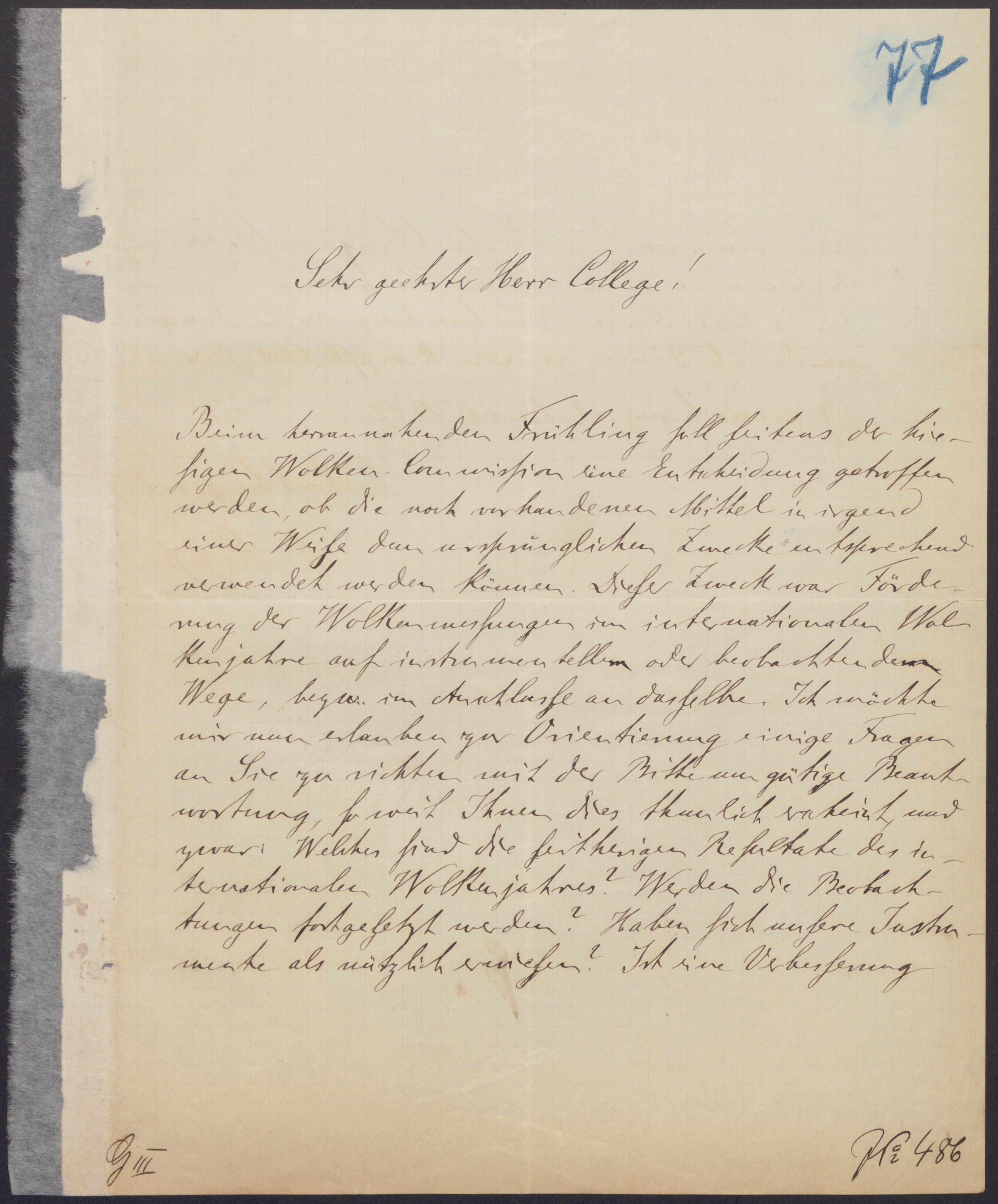 Brief von Koppe an Sprung (Wettermuseum CC BY-NC-SA)