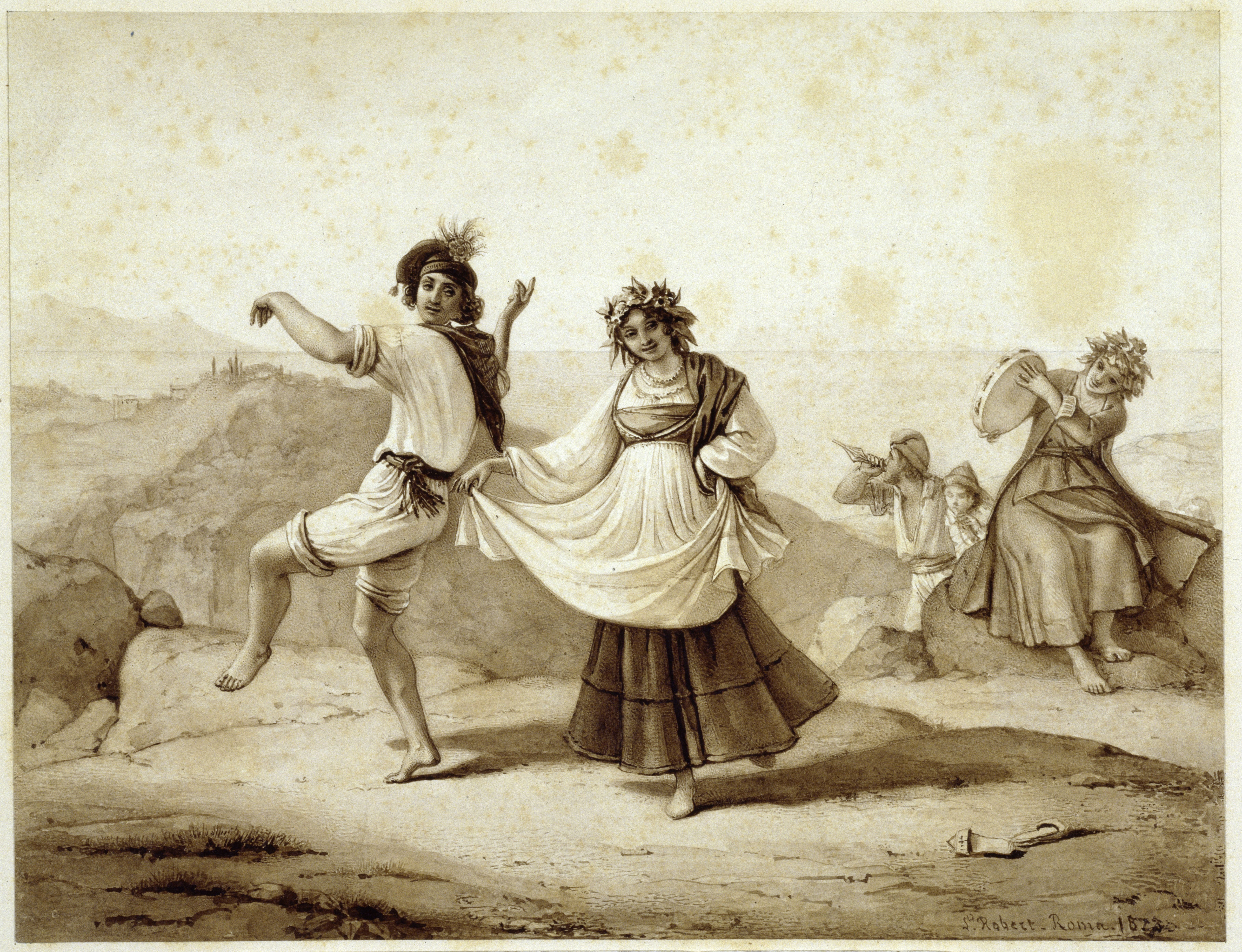 Robert, Léopold: Tanzendes Fischerpaar am Golf von Neapel, 1823, SPSG, GK II (5) 2641. (Stiftung Preußische Schlösser und Gärten Berlin-Brandenburg CC BY-NC-SA)