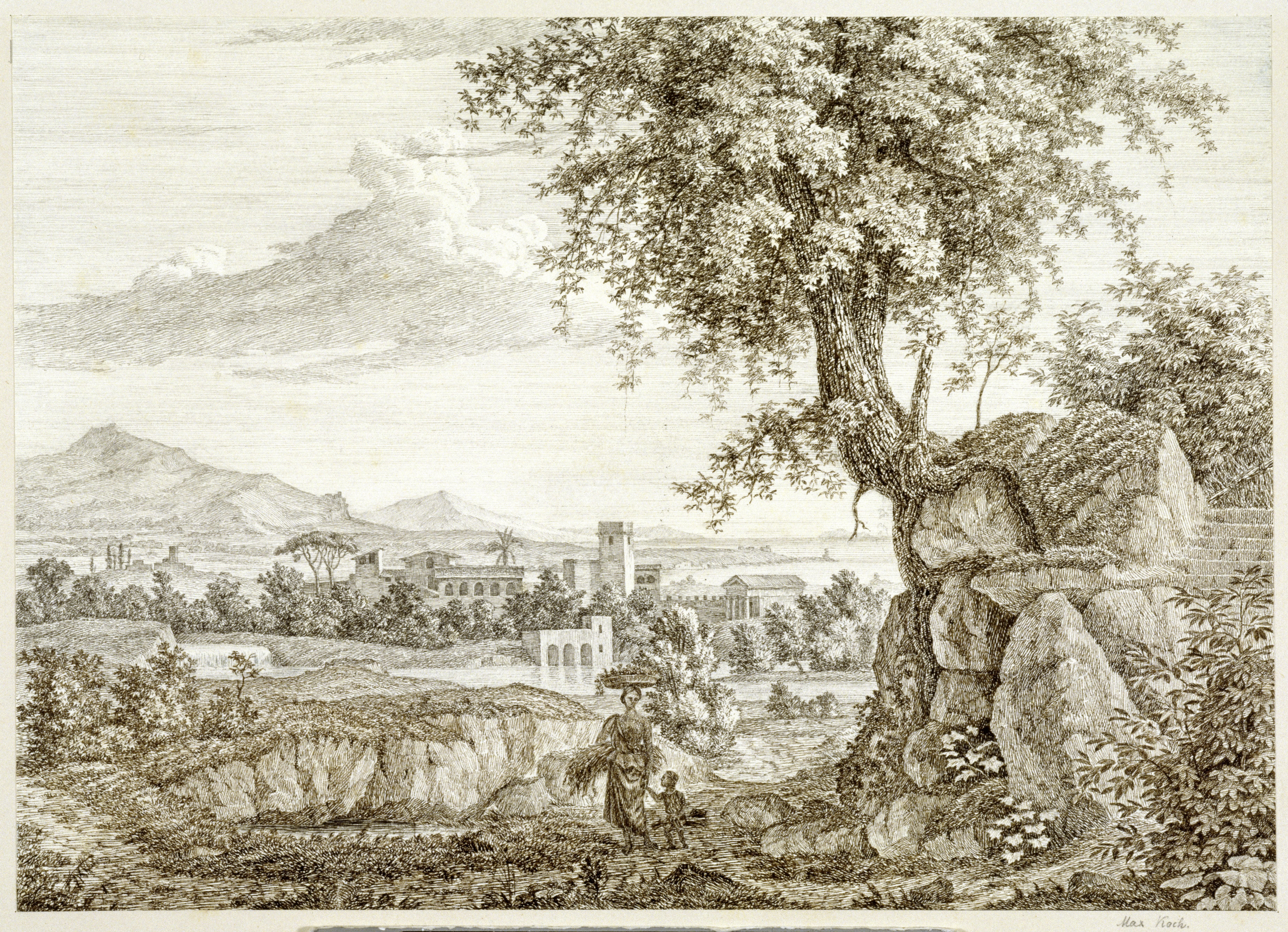 Roch, Maximilian: Ideale Landschaft, 1823, SPSG, GK II (5) 1864. (Stiftung Preußische Schlösser und Gärten Berlin-Brandenburg CC BY-NC-SA)