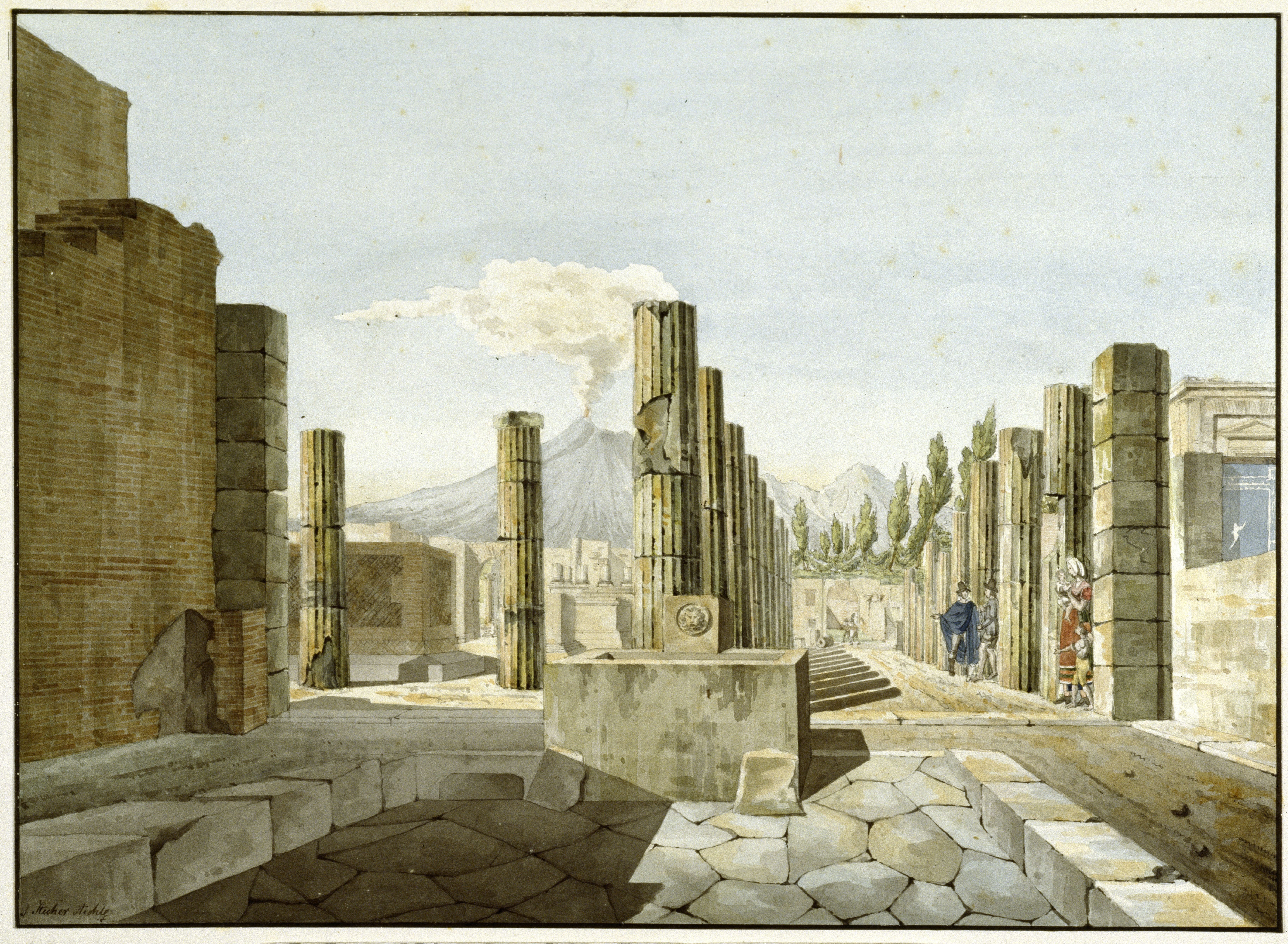 Stecher Aichle, G.: Das Forum in Pompeji, 1823, SPSG, GK II (5) 3242. (Stiftung Preußische Schlösser und Gärten Berlin-Brandenburg CC BY-NC-SA)