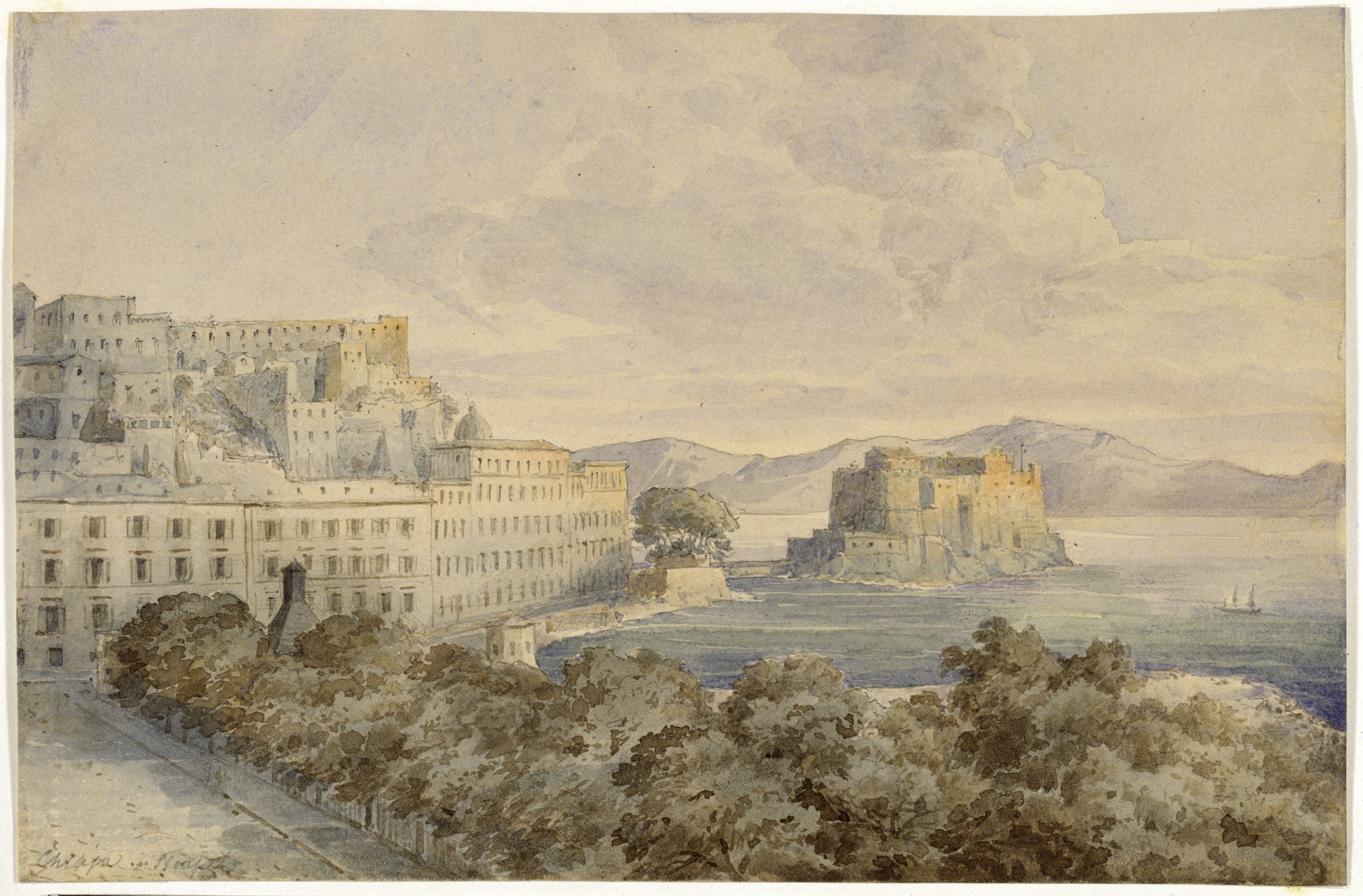 Stüler, Friedrich August: Ansicht von Neapel, 1859, SPSG, GK II (5) 3359. (Stiftung Preußische Schlösser und Gärten Berlin-Brandenburg CC BY-NC-SA)