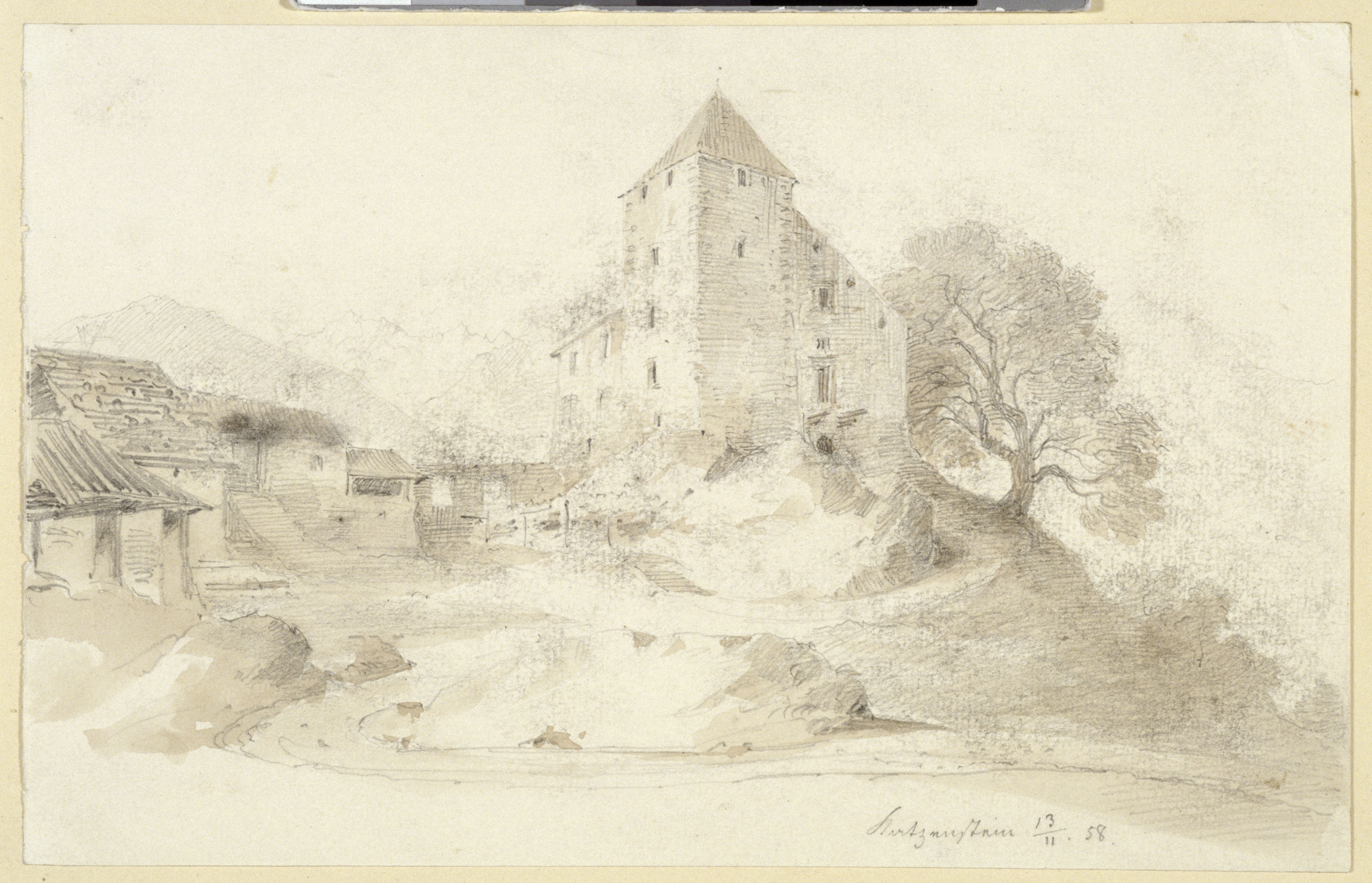 Stüler, Friedrich August: Burg Katzenstein in Meran, 1858, SPSG, GK II (5) 3337. (Stiftung Preußische Schlösser und Gärten Berlin-Brandenburg CC BY-NC-SA)