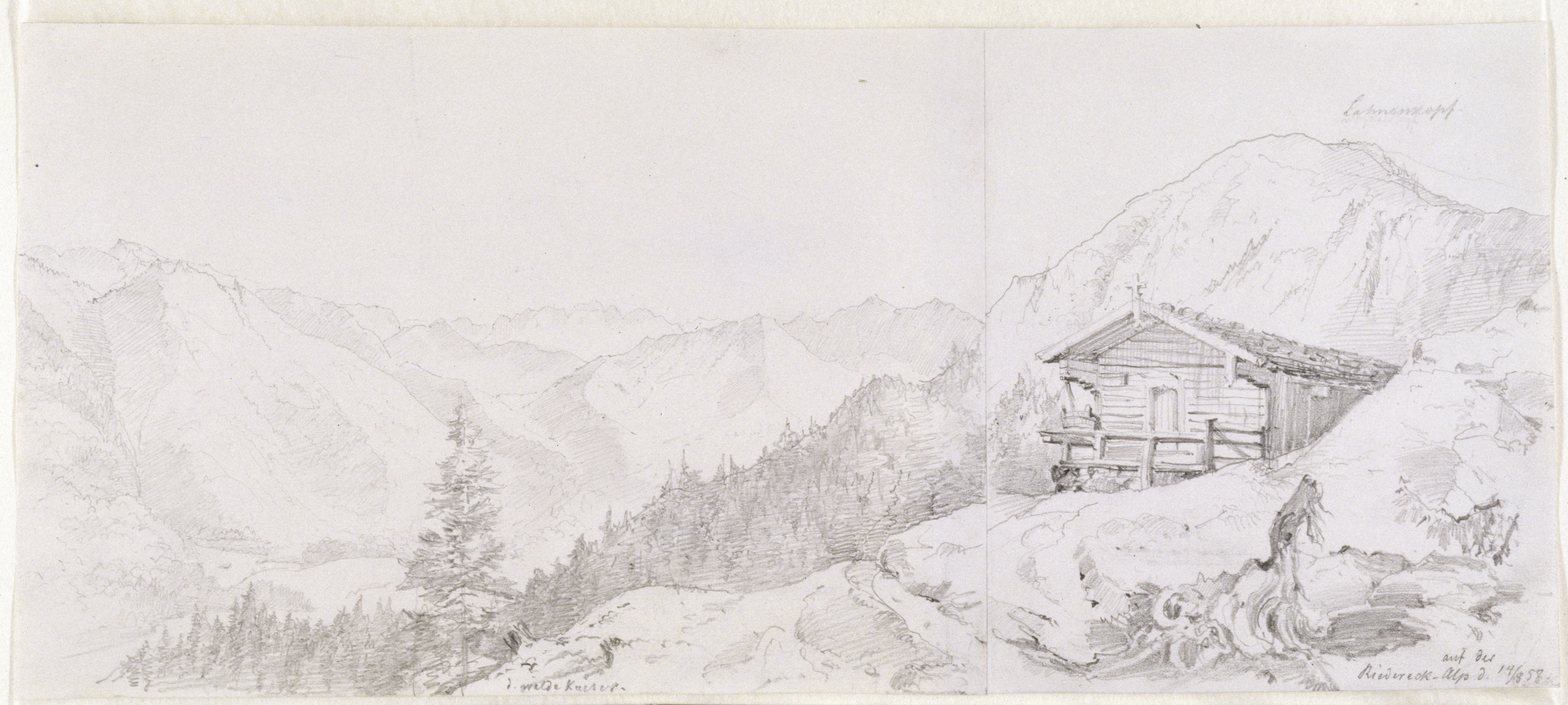 Stüler, Friedrich August: Alpenpanorama, 1858, SPSG, GK II (5) 3308. (Stiftung Preußische Schlösser und Gärten Berlin-Brandenburg CC BY-NC-SA)
