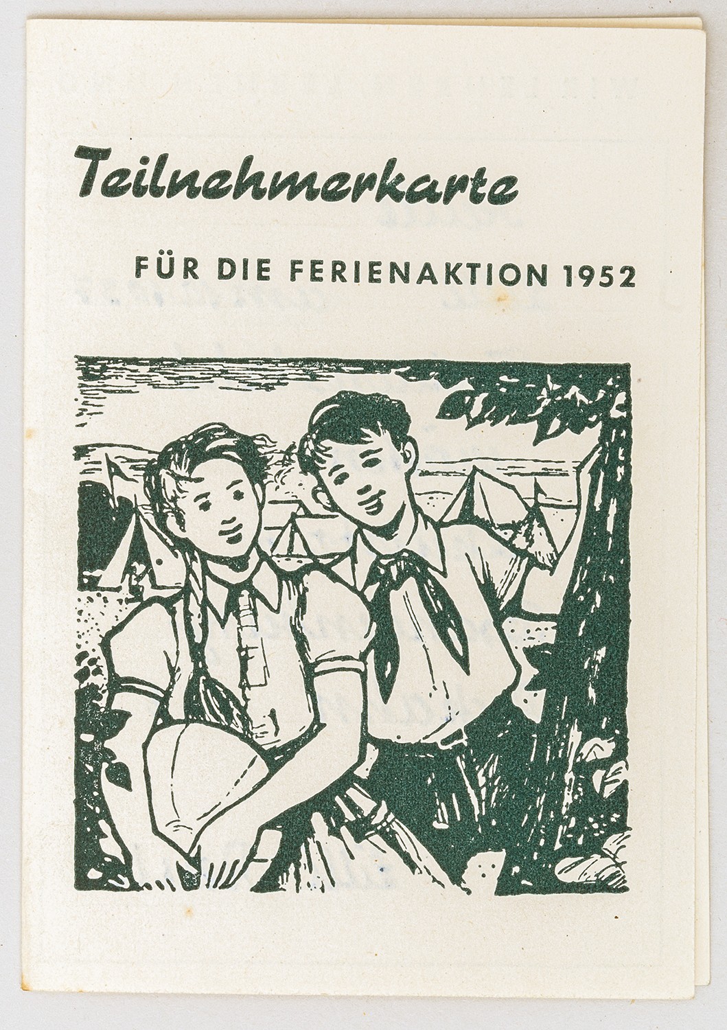 Teilnehmerkarte für die Ferienaktion 1952 (DDR) (Schulmuseum Reckahn CC BY-NC-SA)