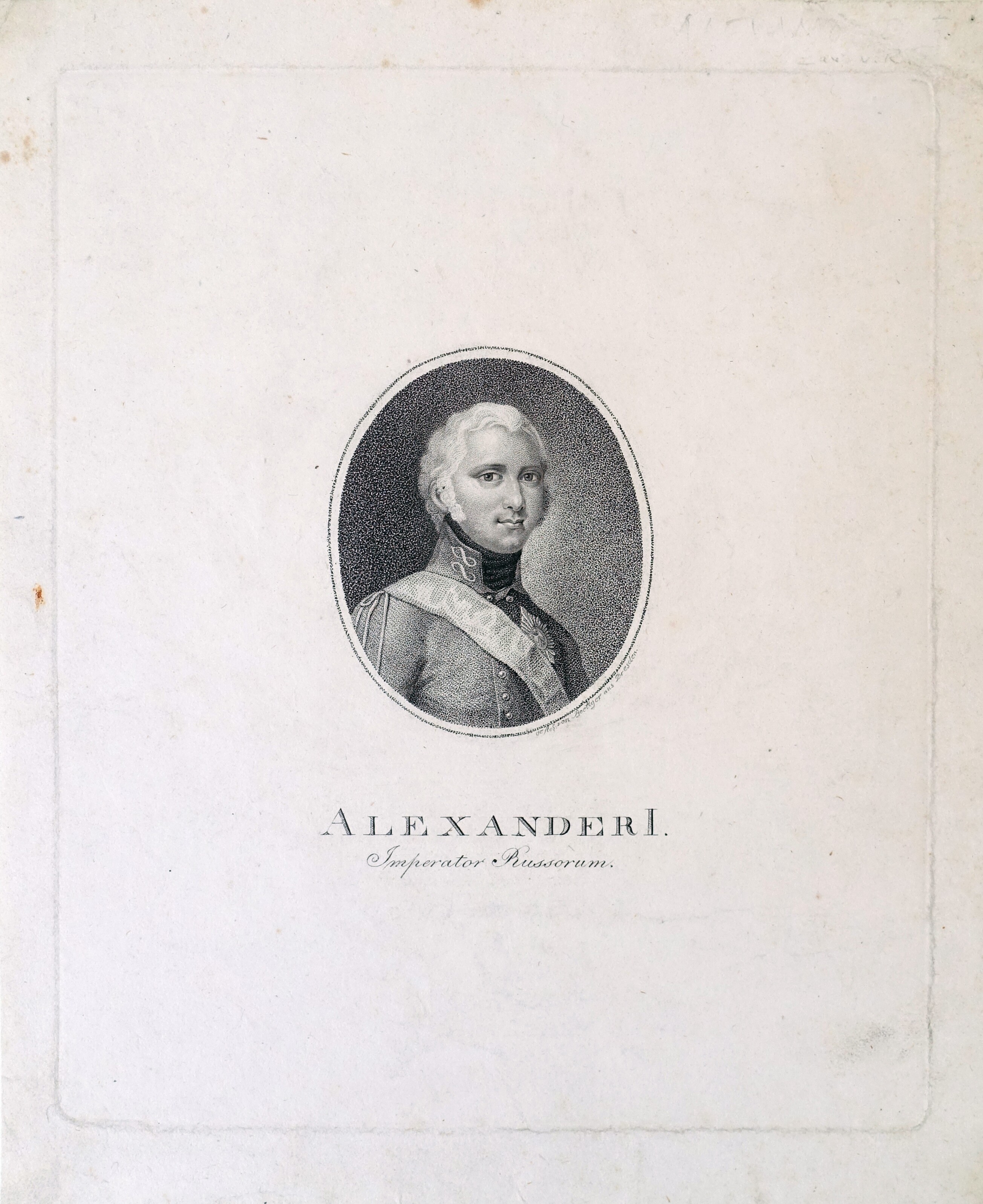 Alexander I., Zar von Russland (1777 - 1825). Brustbild nach halbrechts in Uniform im Oval (Museum Alexandrowka CC BY-NC-SA)