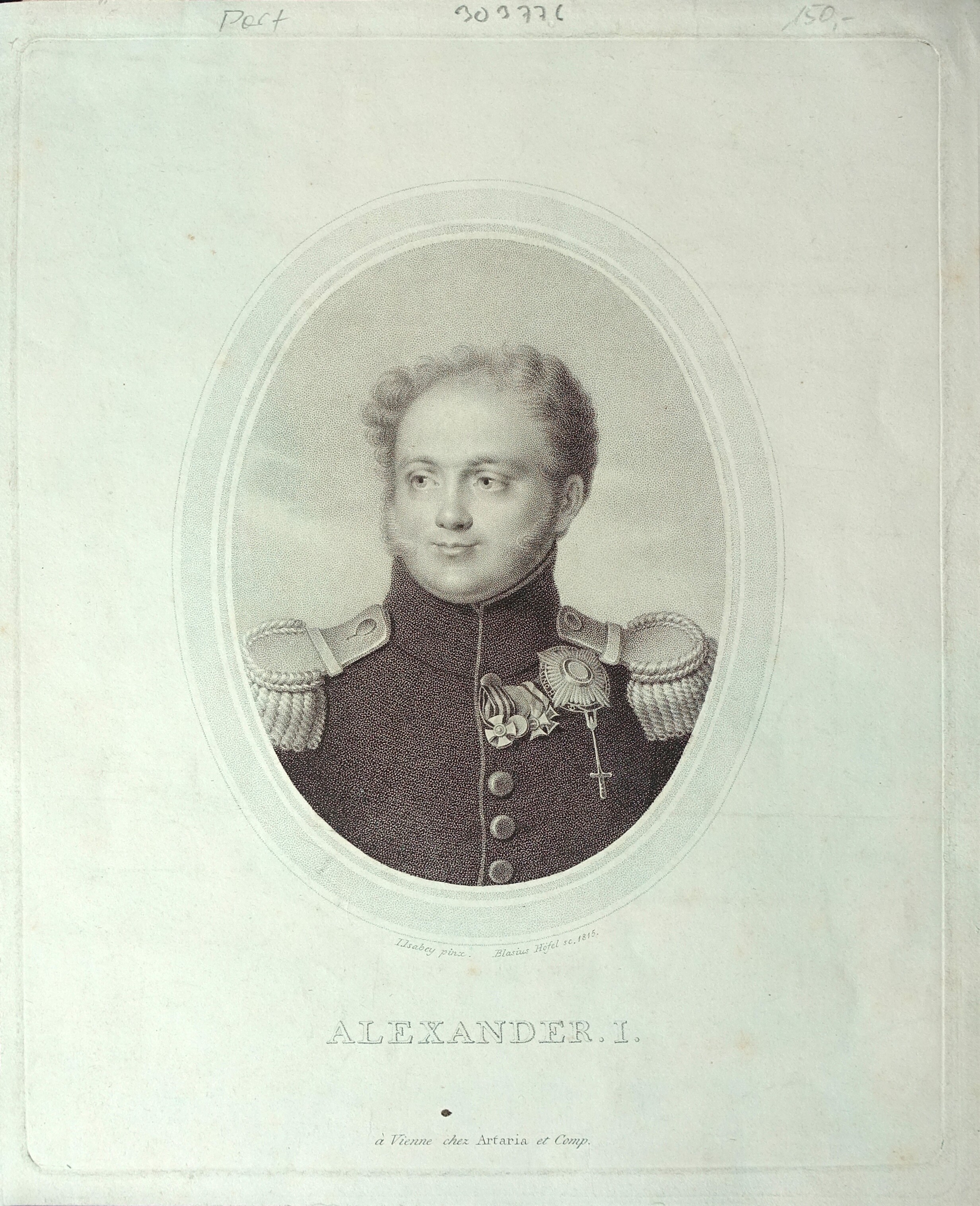 Alexander I., Zar von Russland (1777 - 1825). Brustbild nach halblinks in Uniform im Oval (Museum Alexandrowka CC BY-NC-SA)