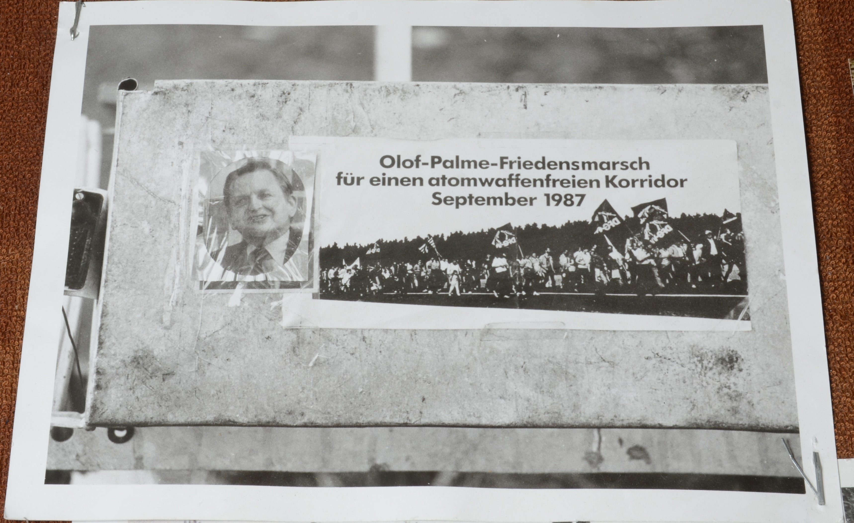 Flyer für den "Olof-Palme-Friedensmarsch für einen atomwaffenfreien Korridor September 1987" (DDR Geschichtsmuseum im Dokumentationszentrum Perleberg CC BY-SA)