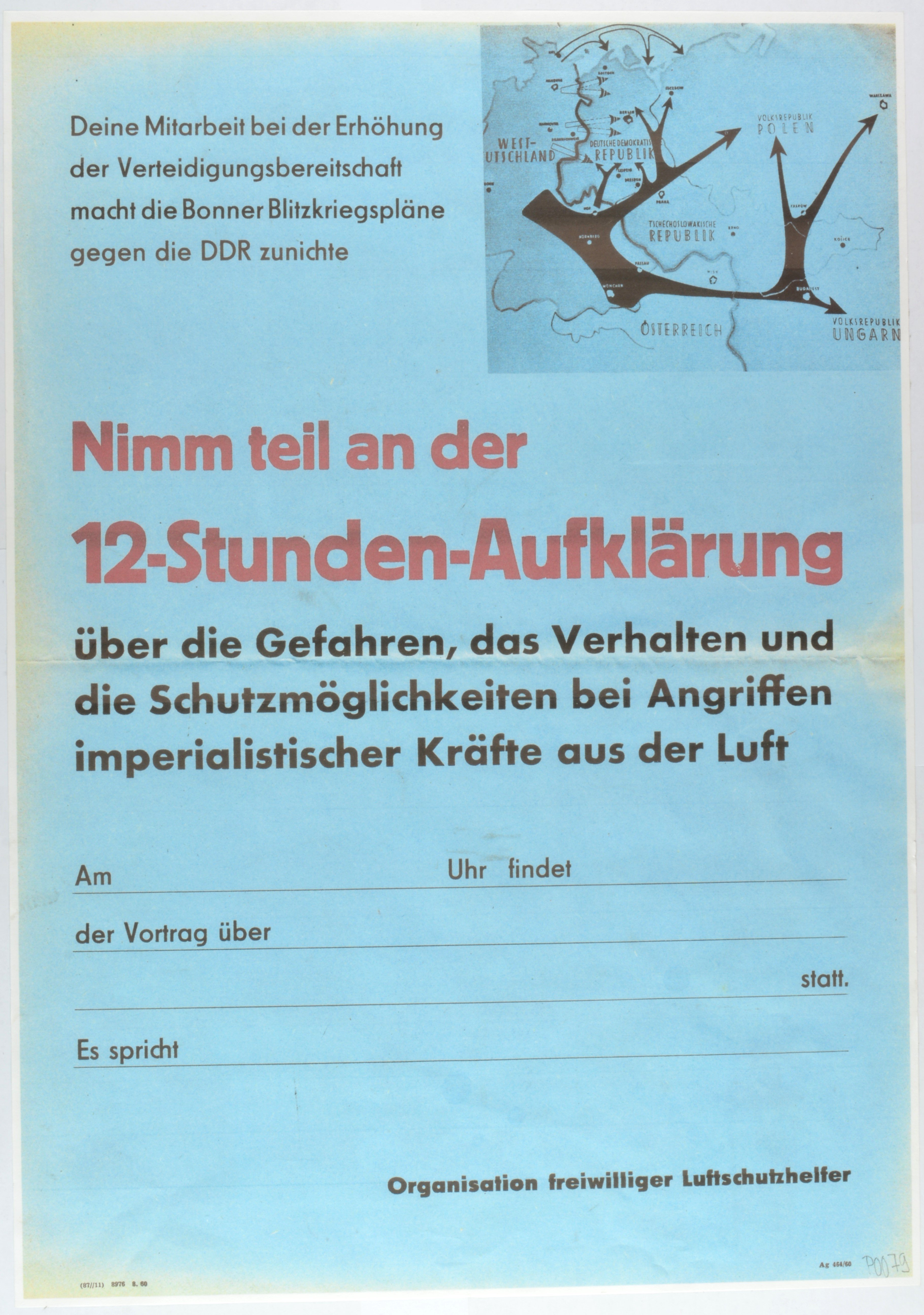 Plakat: Aufruf zur Teilnahme an einer Aufklärungsübung (DDR Geschichtsmuseum im Dokumentationszentrum Perleberg CC BY-SA)