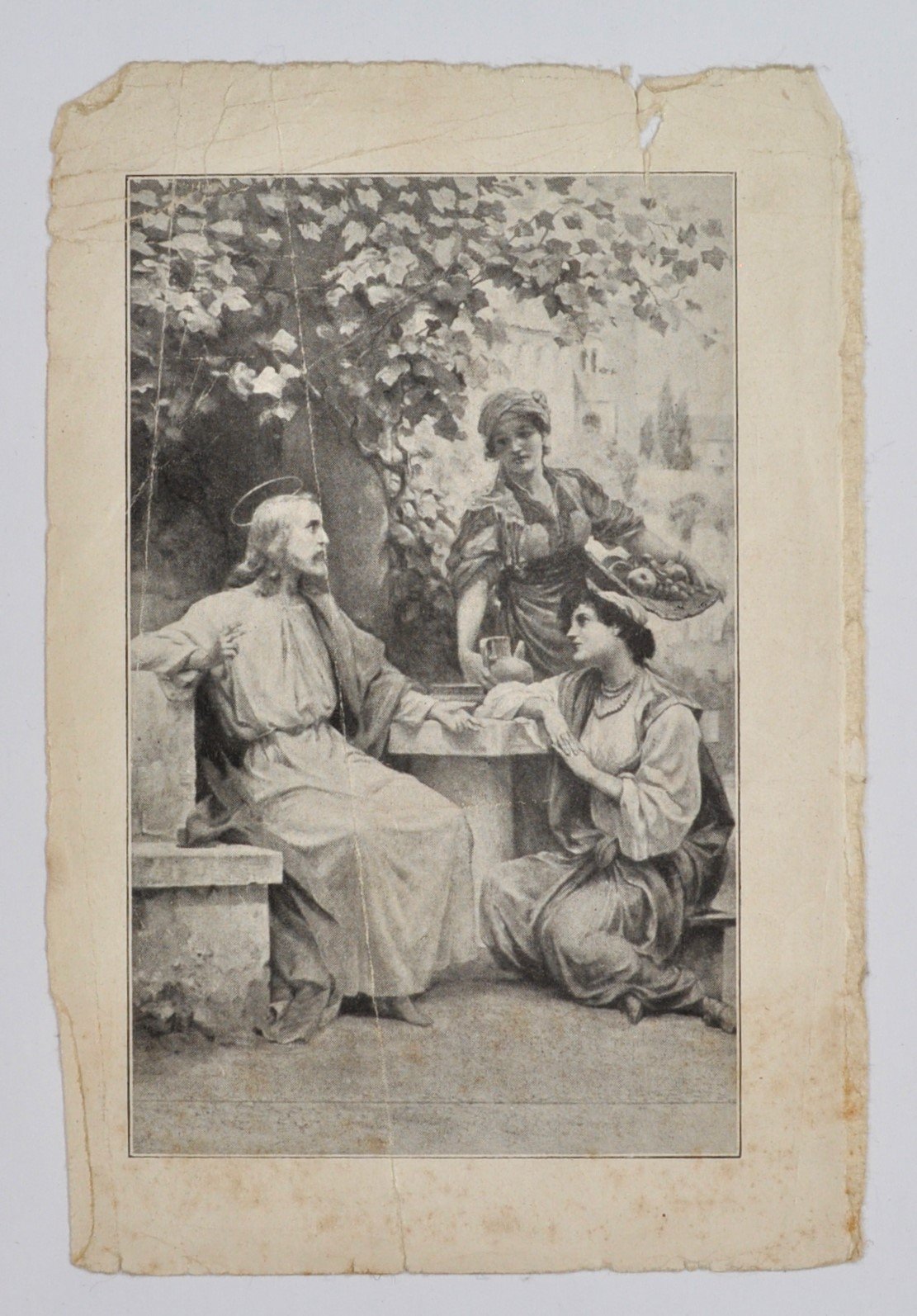 Druck: Jesus mit zwei Frauen (vermutlich Martha und Maria) (DDR Geschichtsmuseum im Dokumentationszentrum Perleberg CC BY-SA)