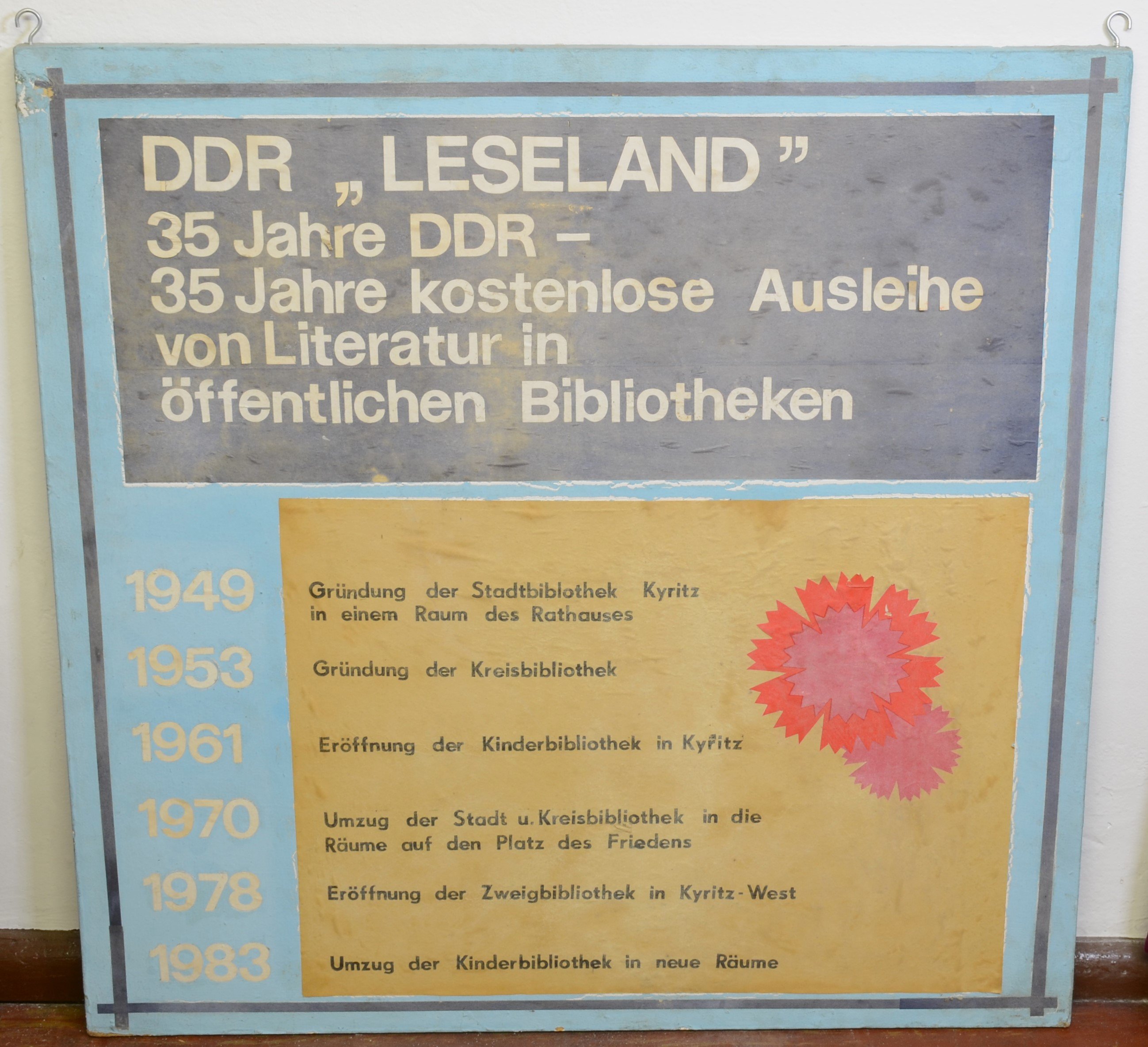 Schild: DDR-Leseland (DDR Geschichtsmuseum im Dokumentationszentrum Perleberg CC BY-SA)