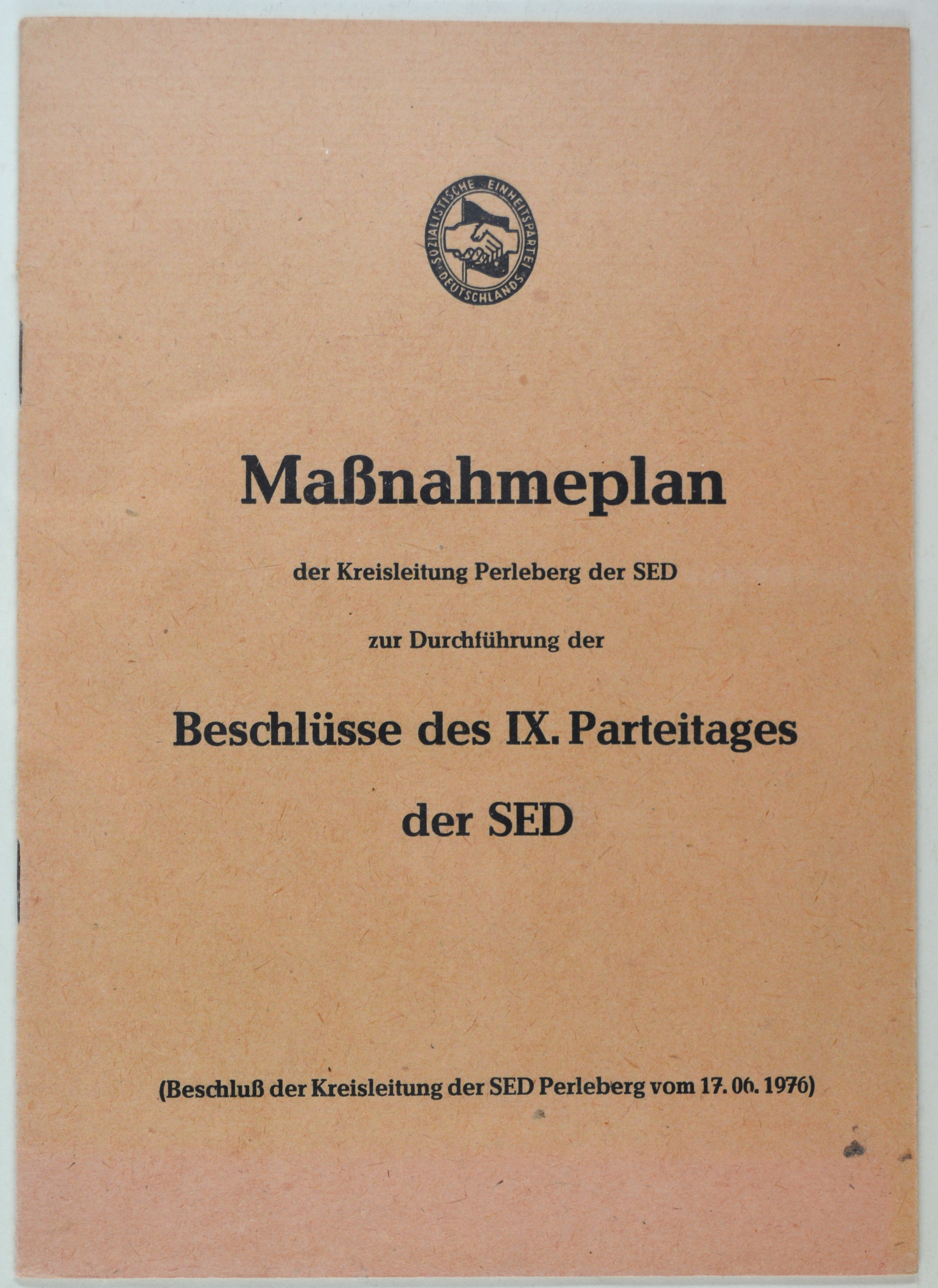 Broschüre: Maßnahmenplan der Kreisleitung Perleberg der SED (DDR Geschichtsmuseum im Dokumentationszentrum Perleberg CC BY-SA)