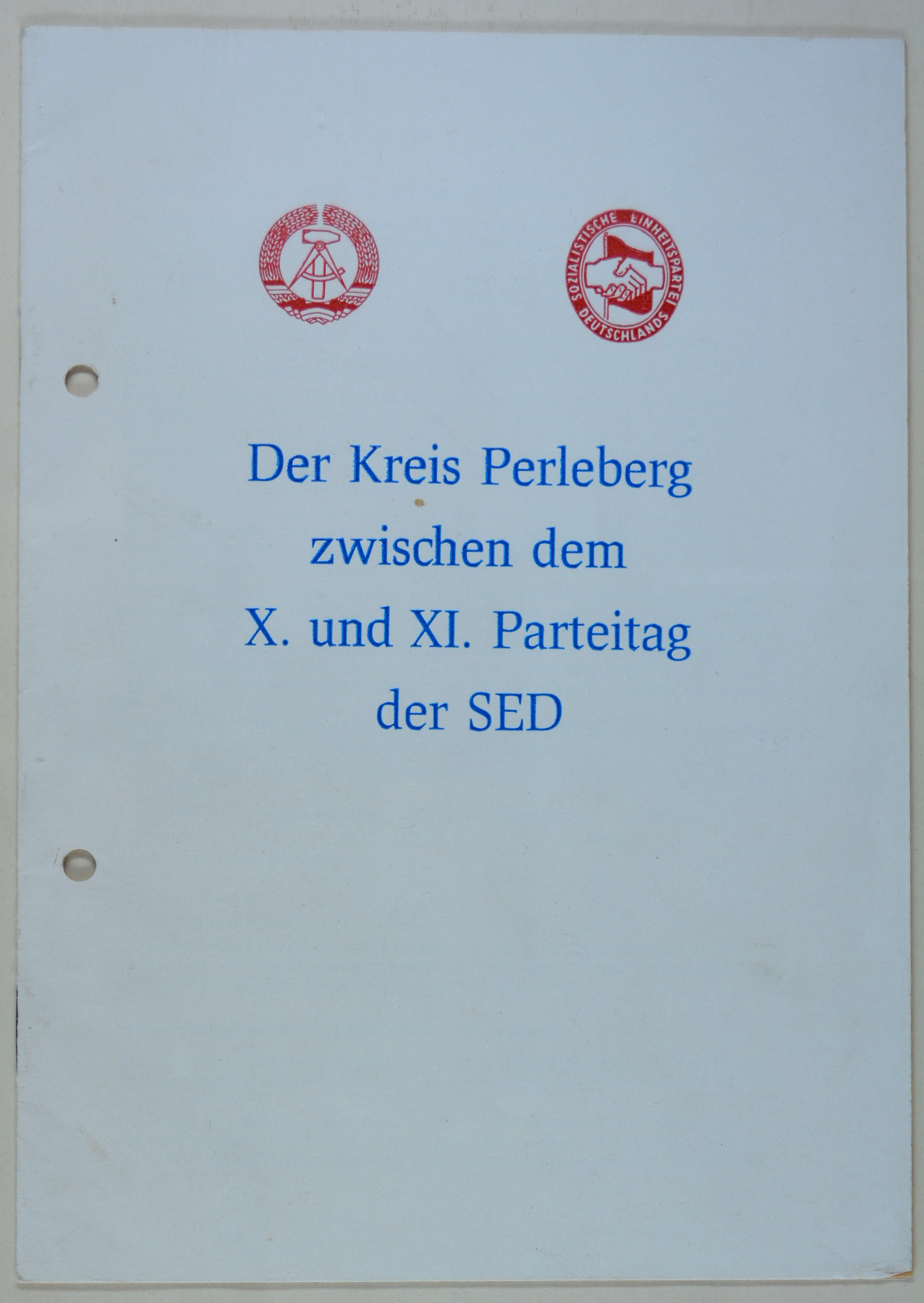 Broschüre: Parteiarbeit der SED Perleberg (DDR Geschichtsmuseum im Dokumentationszentrum Perleberg CC BY-SA)