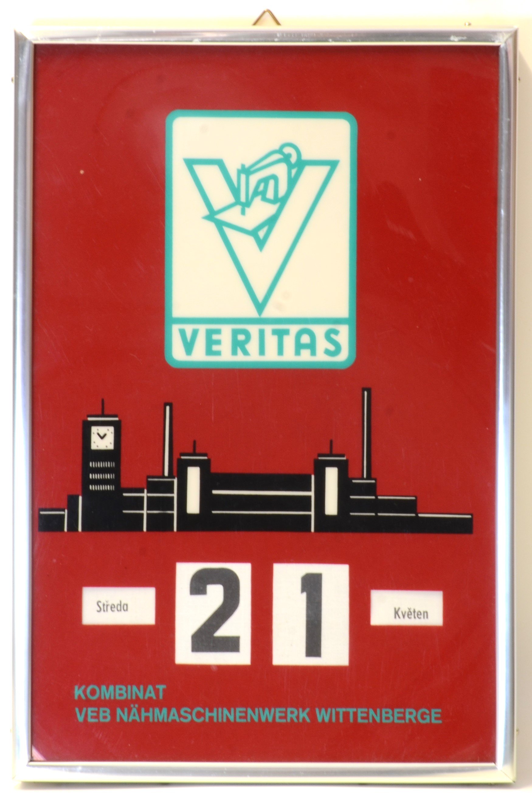 Verstellbarer Kalender aus dem VEB Nähmaschinenmerk Wittenberge (DDR Geschichtsmuseum im Dokumentationszentrum Perleberg CC BY-SA)