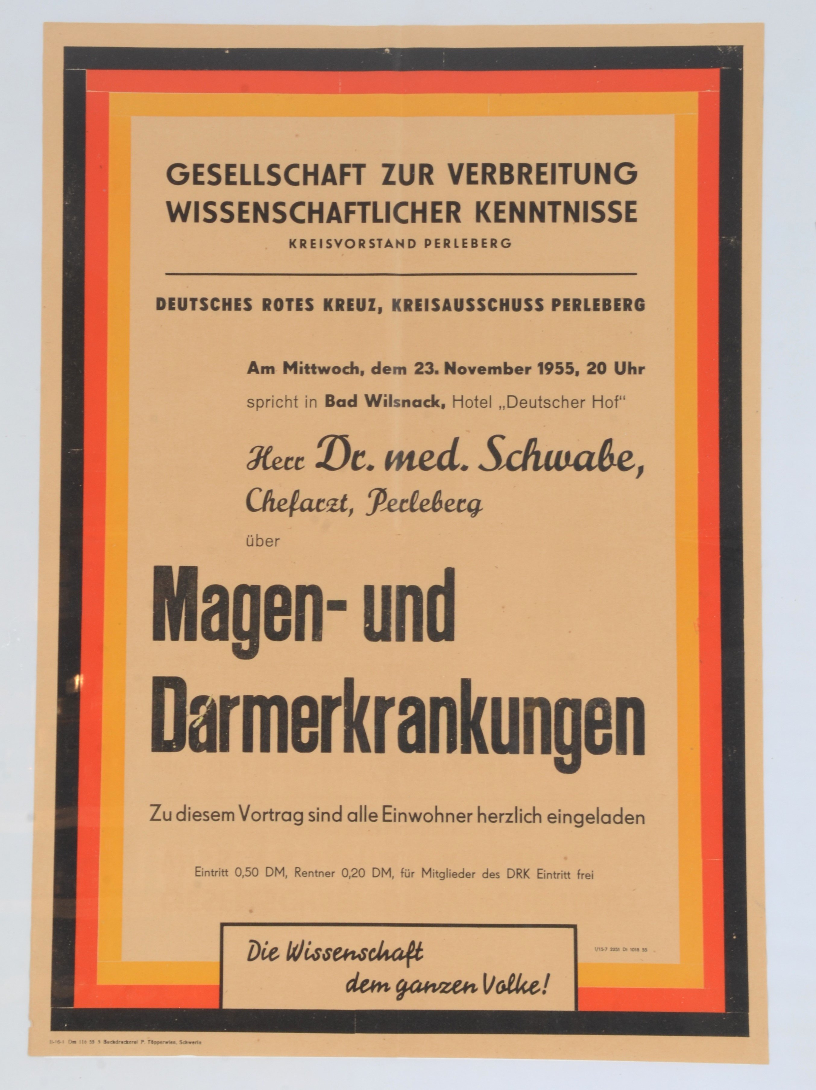 Veranstaltungsplakat: Magen- und Darmerkrankungen (DDR Geschichtsmuseum im Dokumentationszentrum Perleberg CC BY-SA)