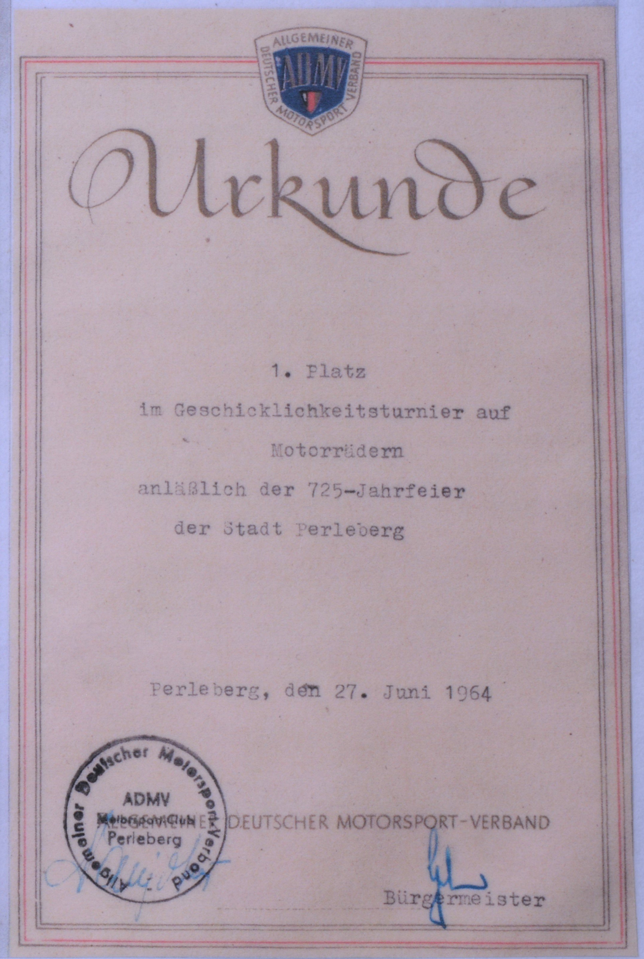 Siegerurkunde für Hans-Peter Freimark (DDR Geschichtsmuseum im Dokumentationszentrum Perleberg CC BY-SA)