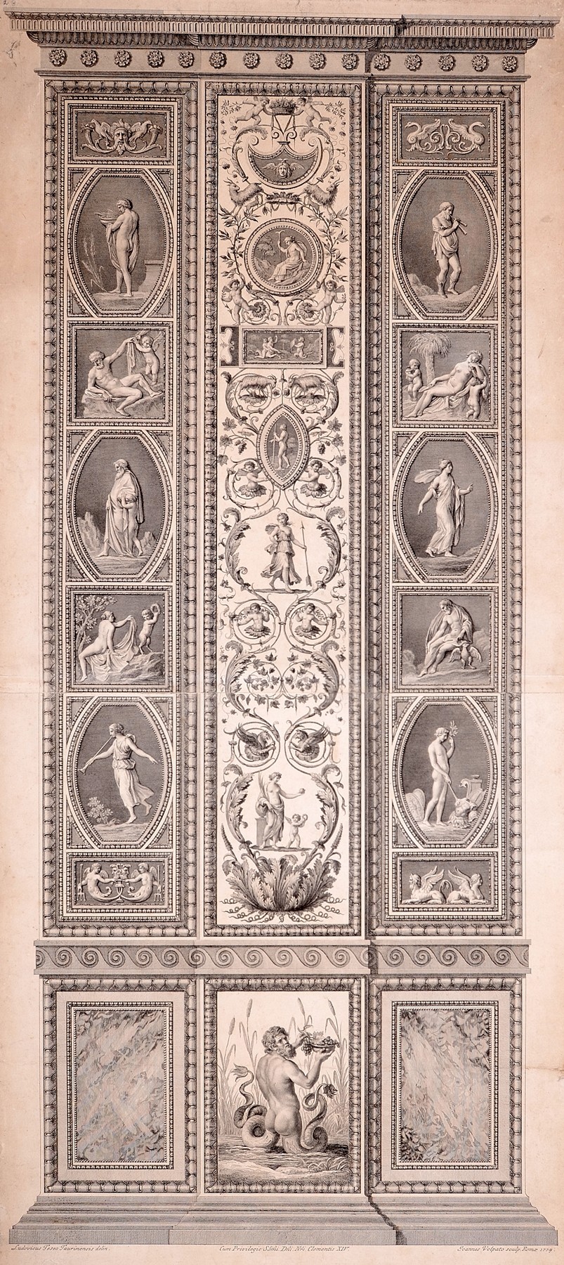Äußerer Pilaster Loggia V: Venus und Diana von rankenden Gewächsen eingeschlossen (Stiftung Wredowsche Zeichenschule Brandenburg/Havel CC BY-NC-SA)