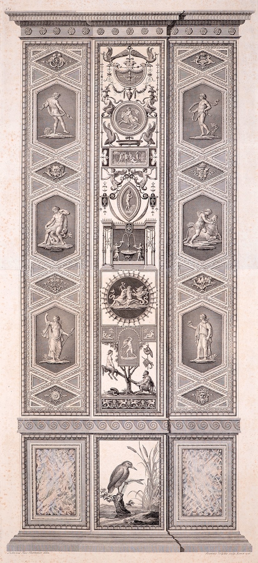 Äußerer Pilaster Loggia VIII: Faun und Faunweib auf einer Wippe (Stiftung Wredowsche Zeichenschule Brandenburg/Havel CC BY-NC-SA)