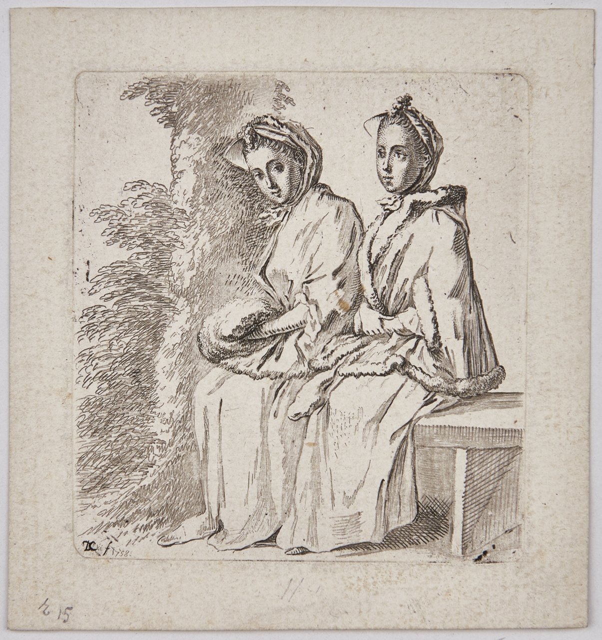 Die beiden sitzenden Damen am Baume (Stiftung Wredowsche Zeichenschule Brandenburg/Havel CC BY-NC-SA)