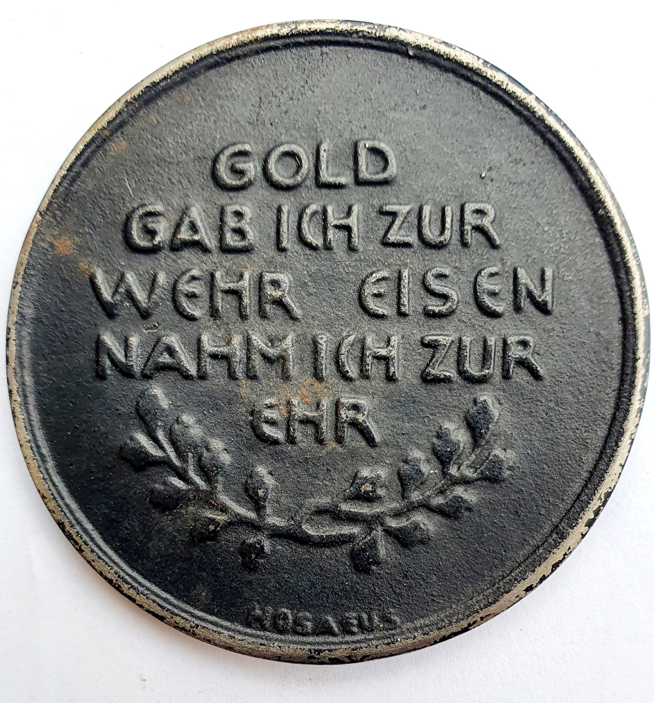 Medaille: „In eiserner Zeit"; Hosaeus-Medaille (Heimatmuseum Stadt Teltow CC BY-NC-SA)