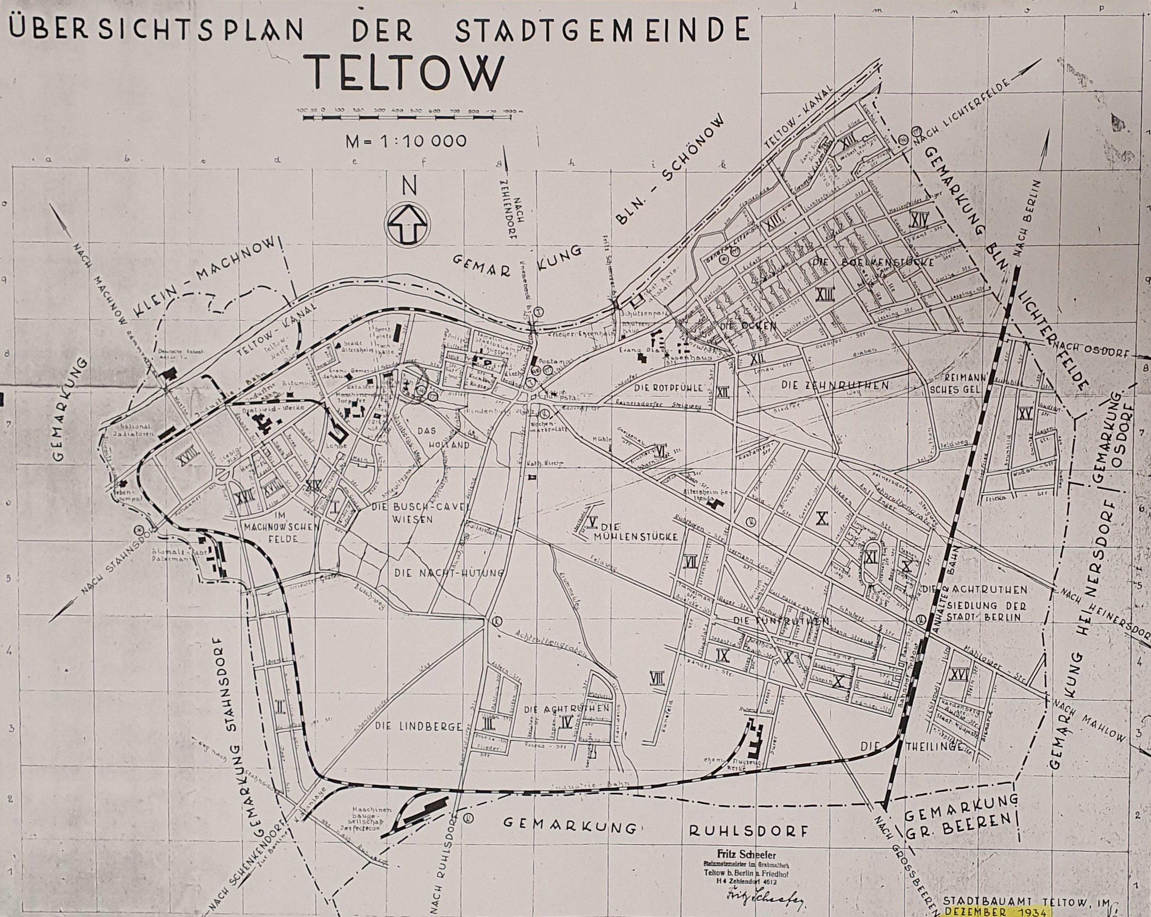 Karte: Übersichtsplan der Stadtgemeinde Teltow M 1 (Heimatmuseum Stadt Teltow CC BY-NC-SA)