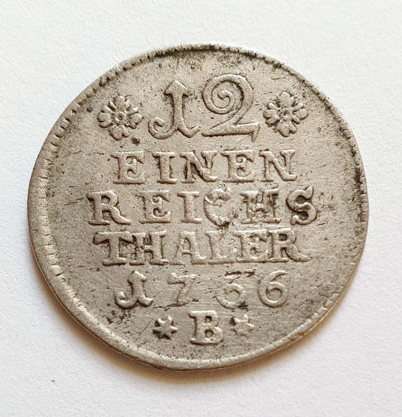 Silbermünze 1/12 Reichthaler (1766) (Heimatmuseum Stadt Teltow CC BY-NC-SA)