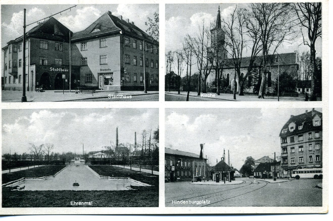 Teltow, Stadthaus, Kirche, Ehrenmal und Hindenburgplatz (Heimatmuseum Stadt Teltow CC BY-NC-SA)