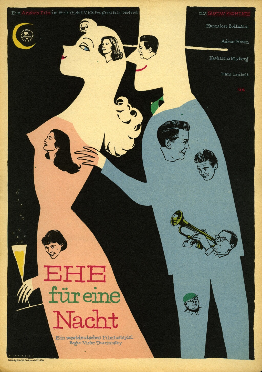 Plakat zu dem Film: Ehe für eine Nacht (Filmmuseum Potsdam / DEFA-Stiftung RR-F)