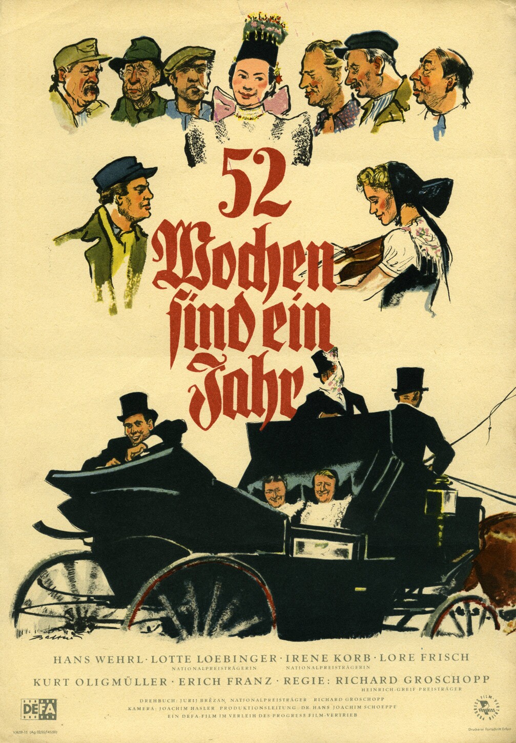 Plakat zu dem Film: 52 Wochen sind ein Jahr (Filmmuseum Potsdam / DEFA-Stiftung RR-F)