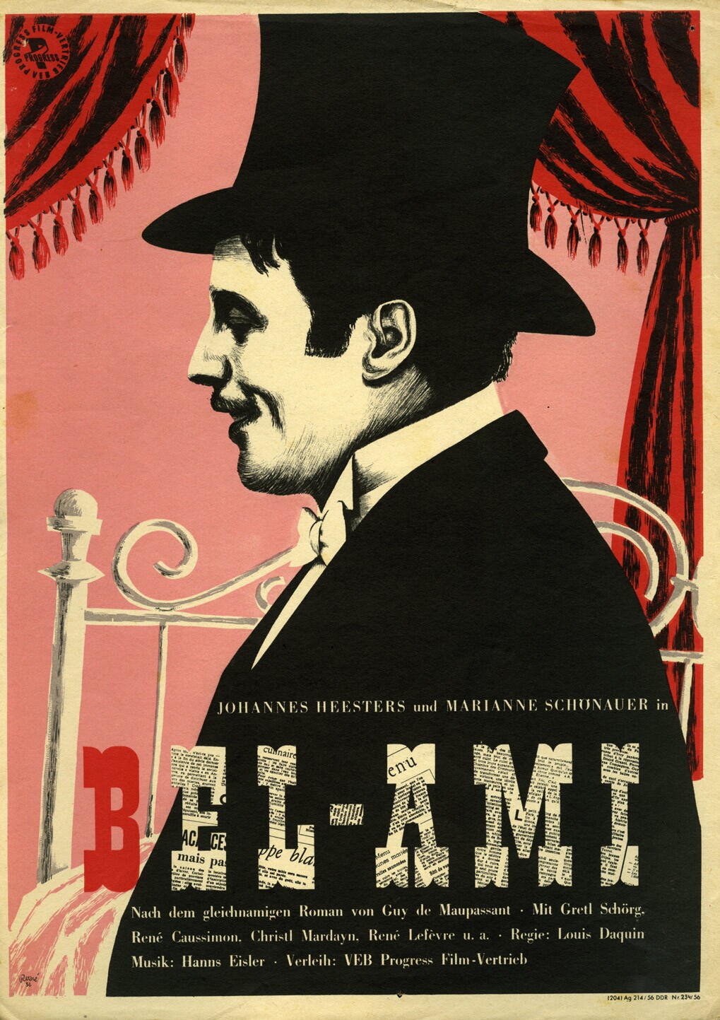 Plakat zu dem Film: Bel Ami, der Frauenheld von Paris (Filmmuseum Potsdam / DEFA-Stiftung RR-F)