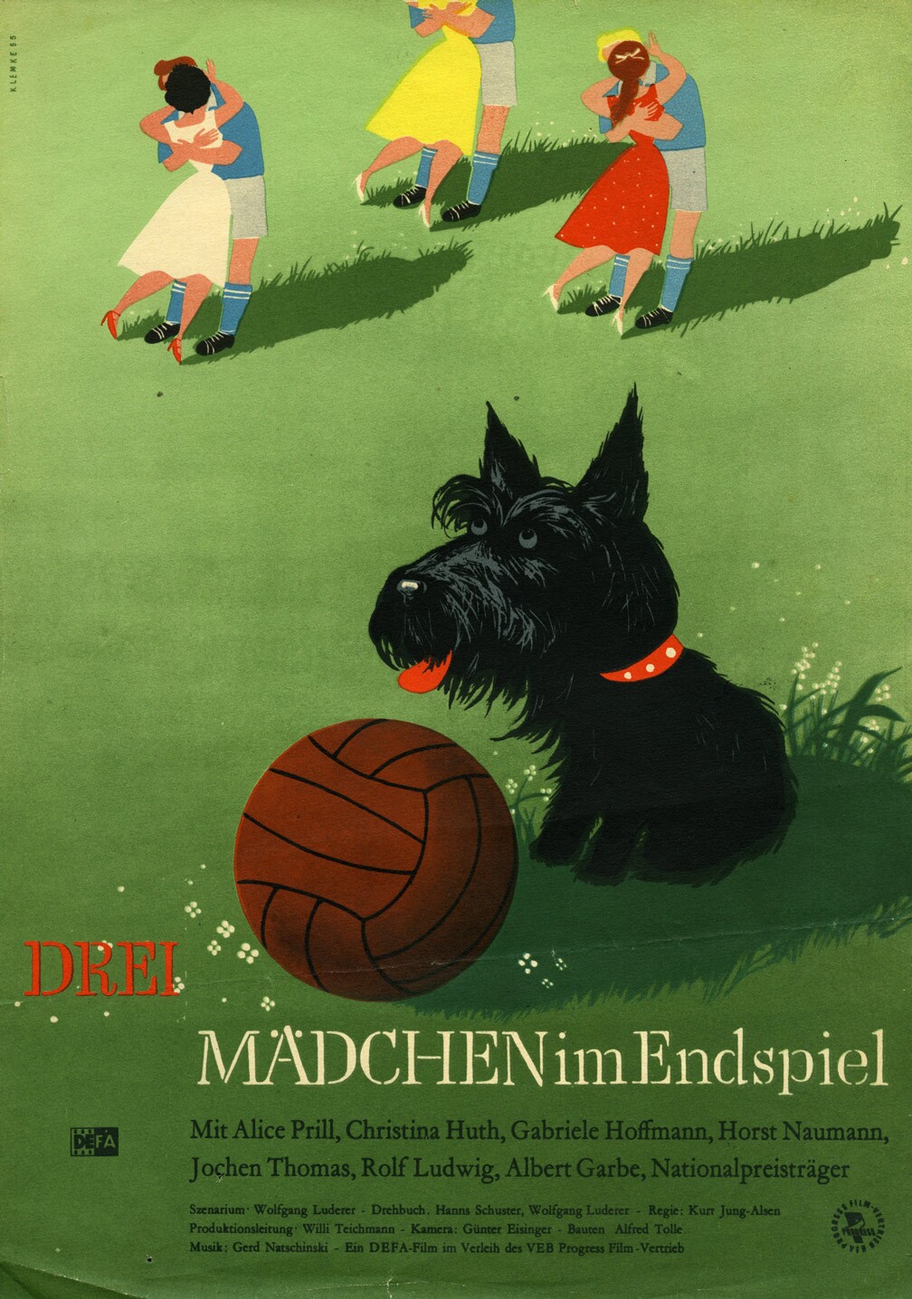 Plakat zu dem Film: Drei Mädchen im Endspiel (Filmmuseum Potsdam / DEFA-Stiftung RR-F)