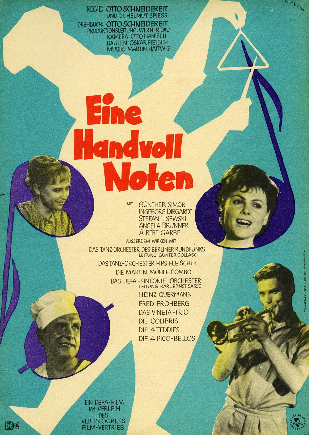 Plakat zu dem Film: Eine Handvoll Noten (Filmmuseum Potsdam / DEFA-Stiftung RR-F)