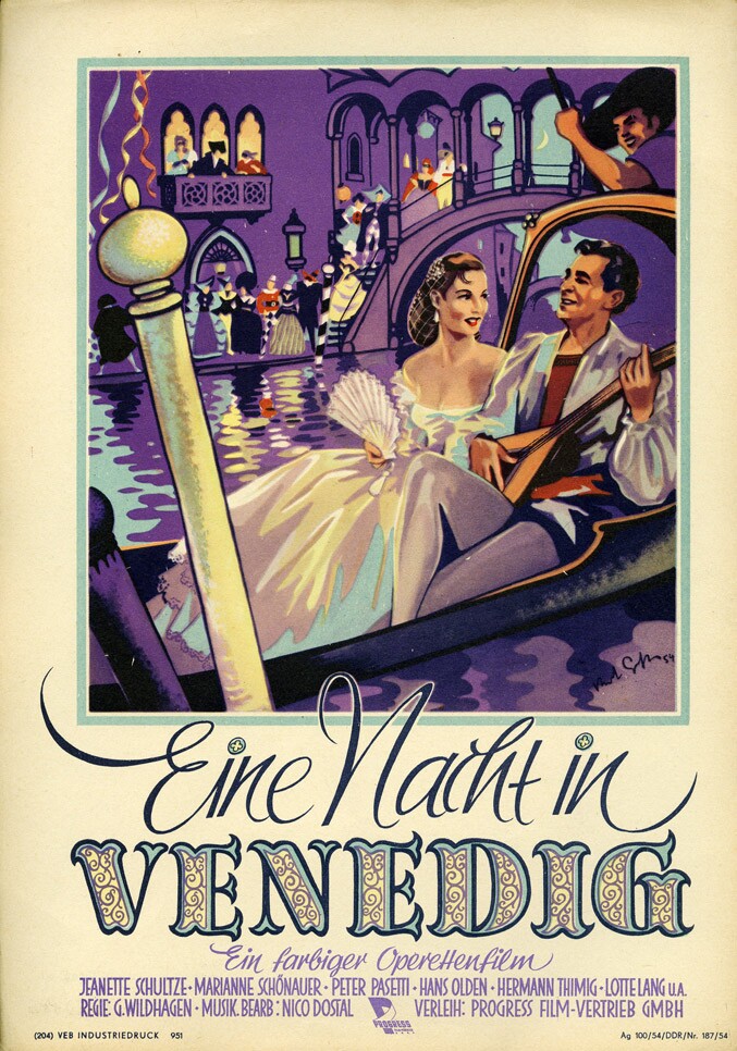 Plakat zu dem Film: Eine Nacht in Venedig (Filmmuseum Potsdam / DEFA-Stiftung RR-F)
