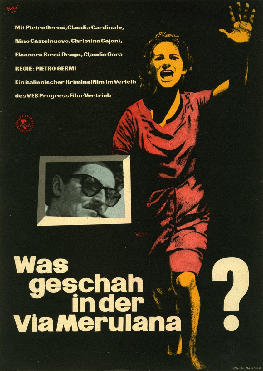 Plakat zu dem Film: Was geschah in der Via Merulana? (Filmmuseum Potsdam / DEFA-Stiftung RR-F)