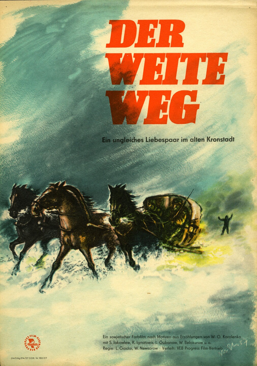 Plakat zu dem Film: Der weite Weg (Filmmuseum Potsdam / DEFA-Stiftung RR-F)