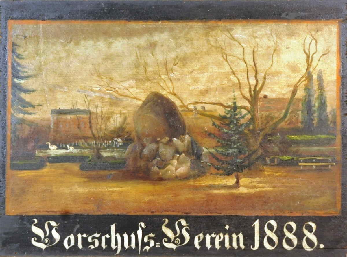 Holzbildtafel &quot;Kriegerdenkmal Weidendamm&quot; (Museum Eberswalde CC BY-NC-SA)