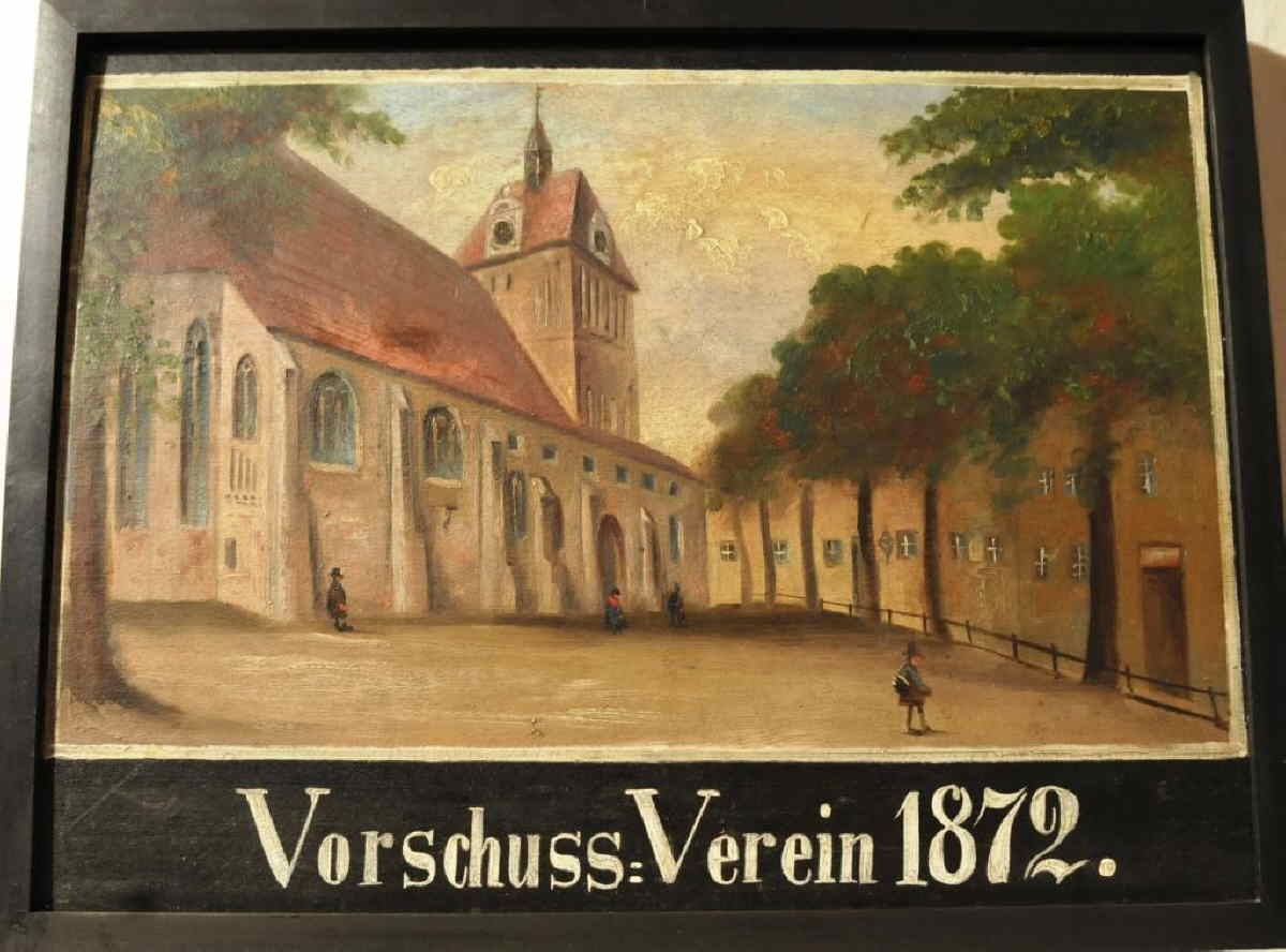 Holzbildtafel &quot;Maria-Magdalenen-Kirche&quot; (Museum Eberswalde CC BY-NC-SA)