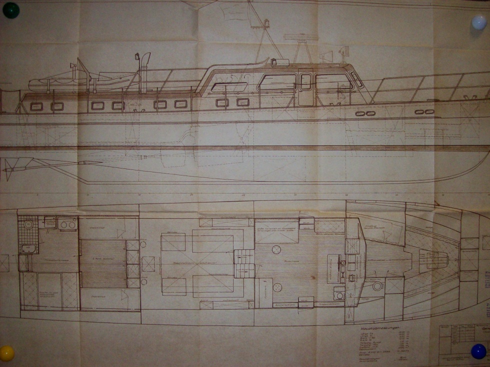 Konstruktionszeichnung Kontrollboot 20 m (KB 20) (Binnenschifffahrtsmuseum Oderberg CC BY-NC-SA)