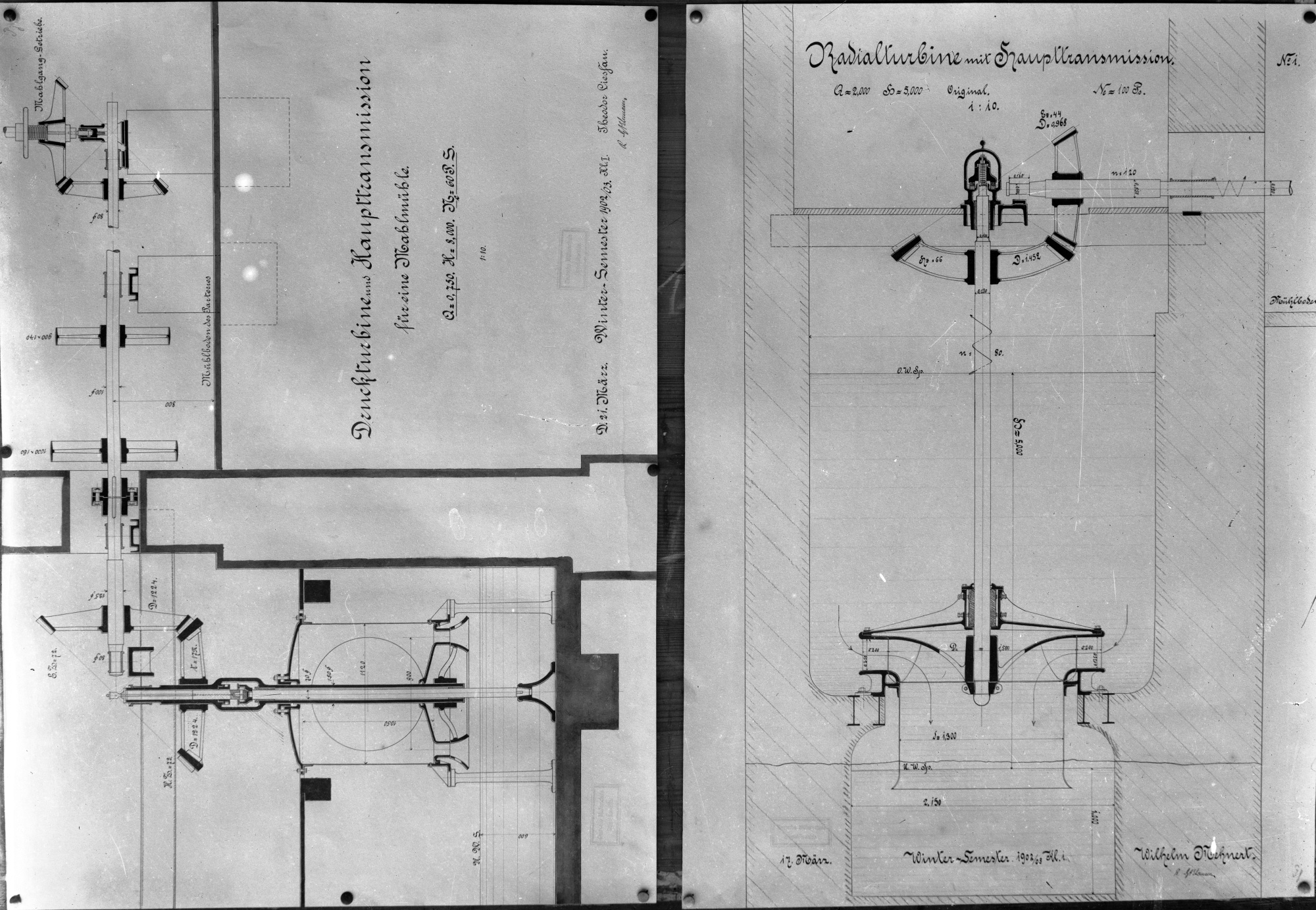 Druckturbine und Haupttransmission für eine Mahlmühle; Radialturbine mit Haupttransmission (Historische Mühle von Sanssouci CC BY-NC-SA)